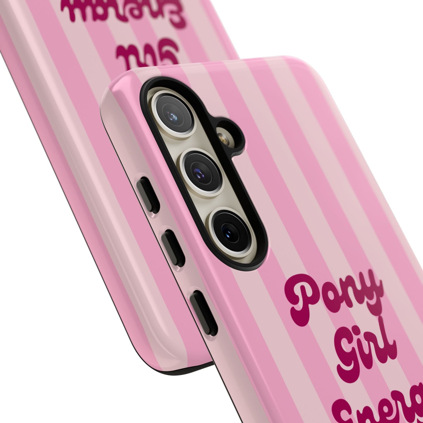 Pony Girl Energy Tough Phone Case — Pink Striped Protective Cover