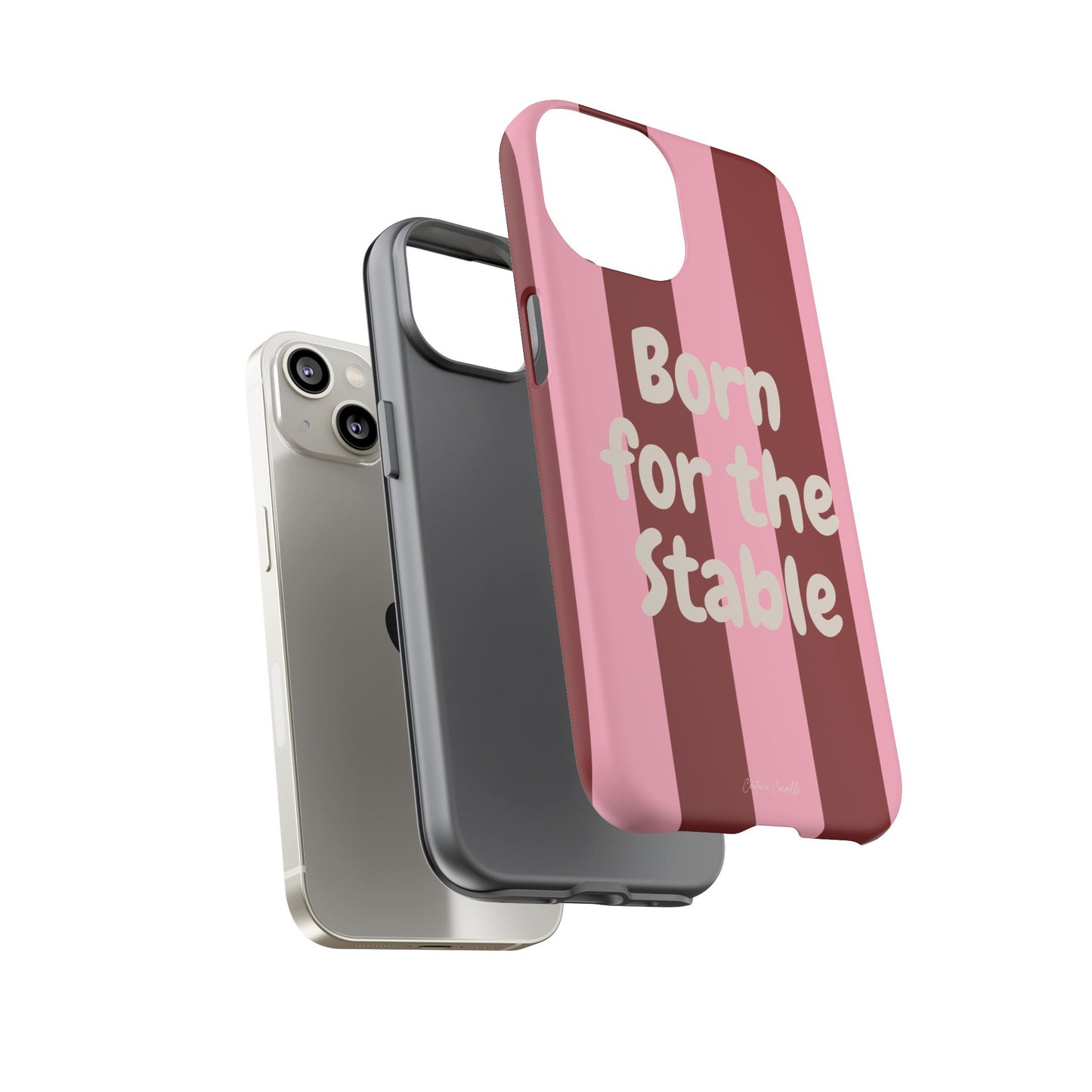 Phone Case — "Born for the Stable" Pink Striped Protective Tough Case