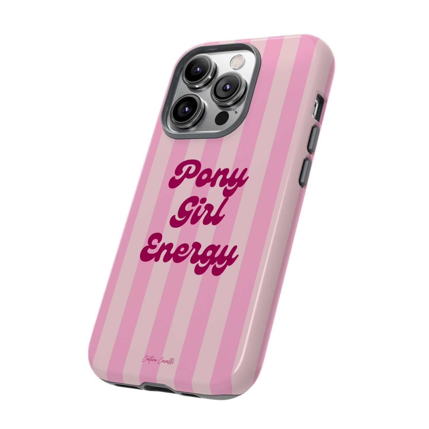 Pony Girl Energy Tough Phone Case — Pink Striped Protective Cover