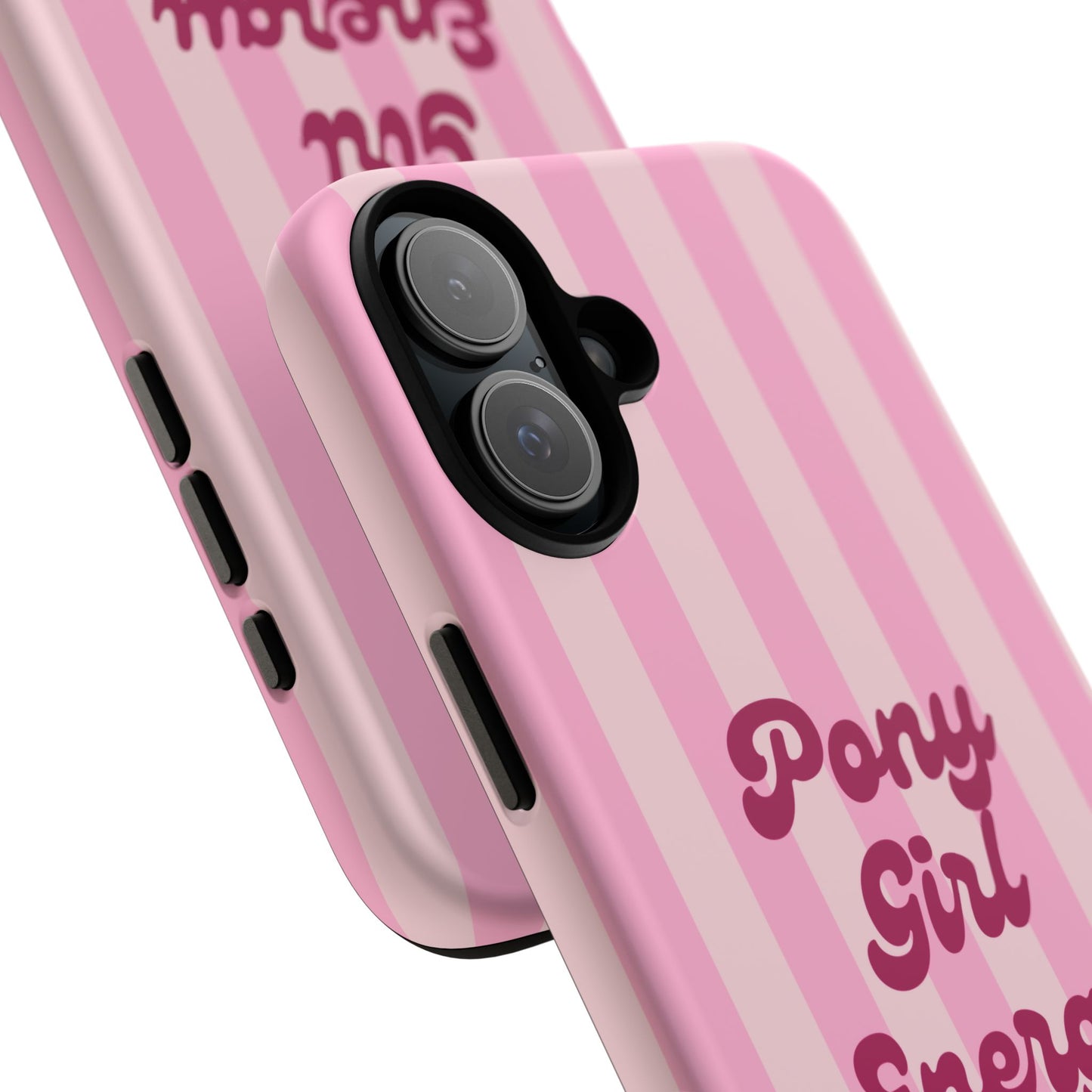 Pony Girl Energy Tough Phone Case — Pink Striped Protective Cover