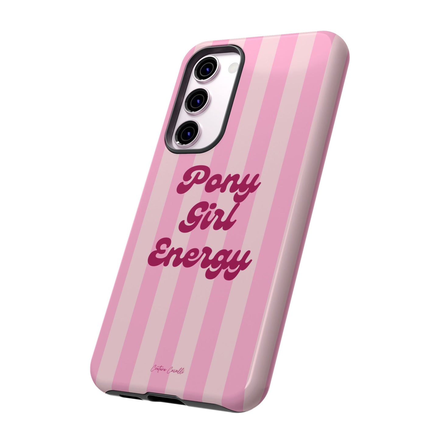 Pony Girl Energy Tough Phone Case — Pink Striped Protective Cover