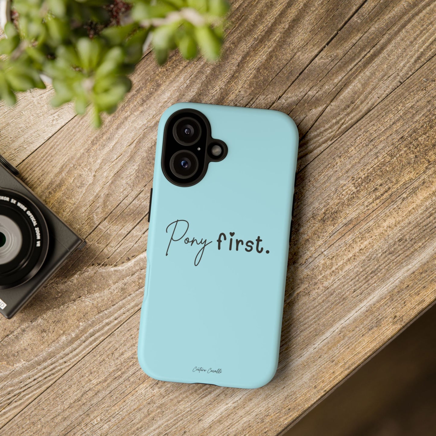 Pony First Phone Case - Protective Tough iPhone Cover with Minimalist Equestrian Script