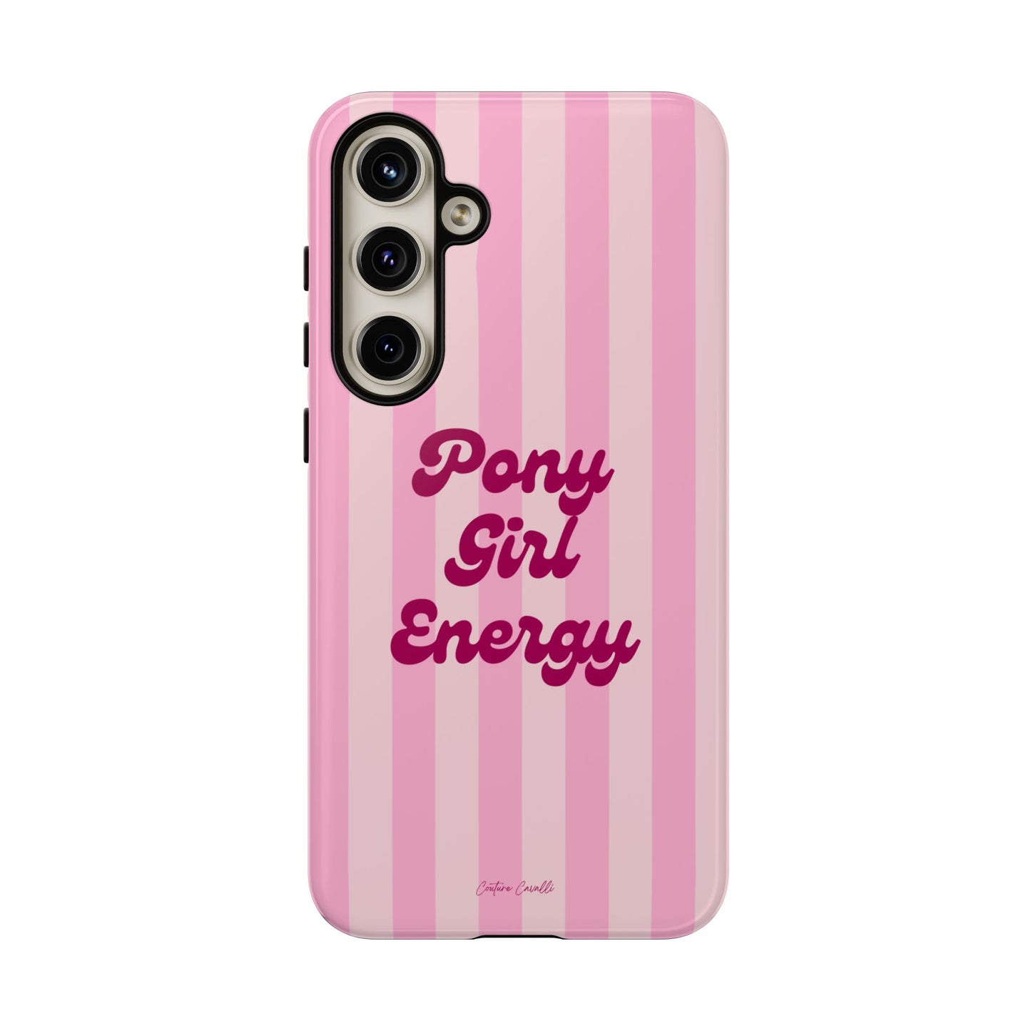 Pony Girl Energy Tough Phone Case — Pink Striped Protective Cover