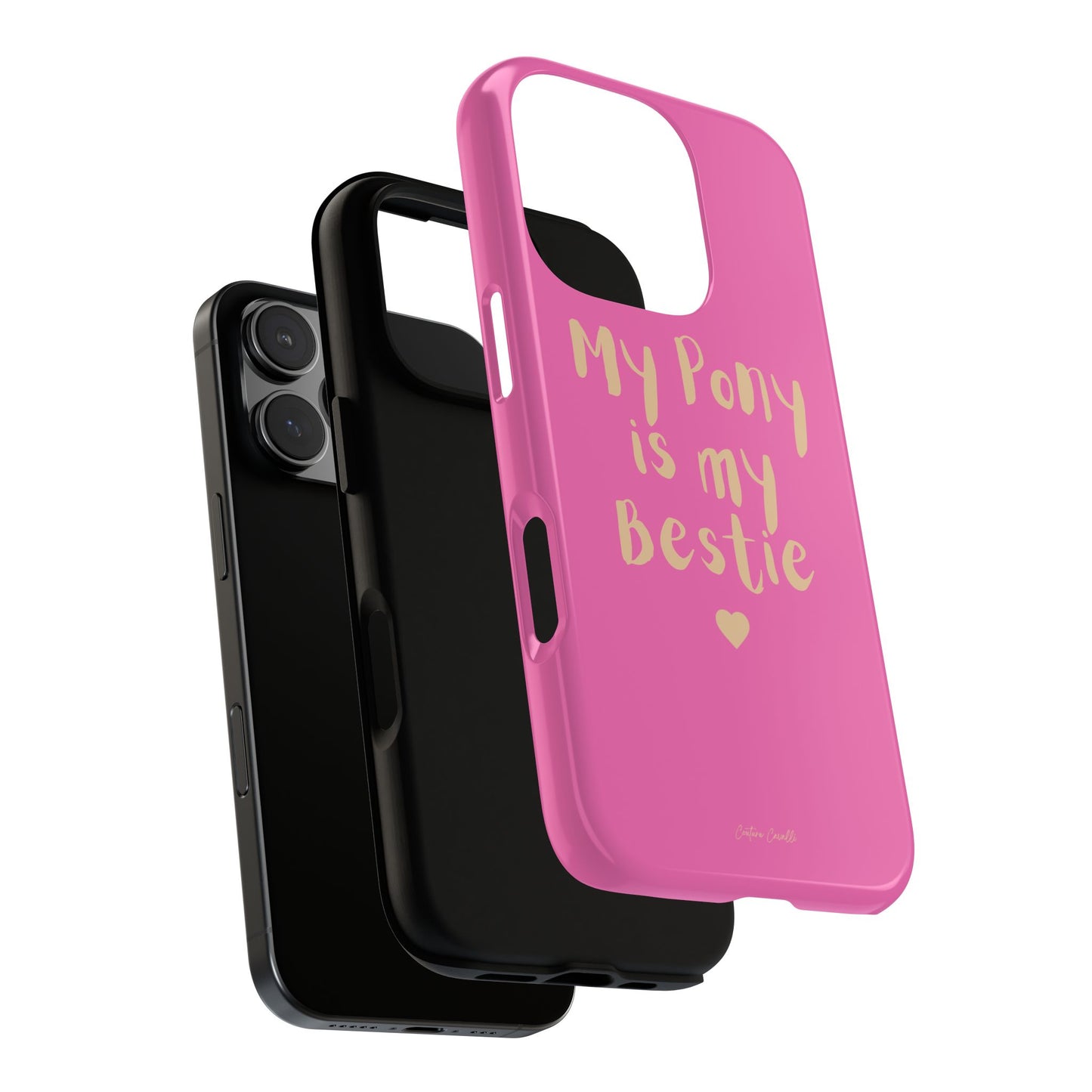 Pink 'My Pony Is My Bestie' Tough Phone Case I Handyhülle I Personalisiert mit Ponynamen