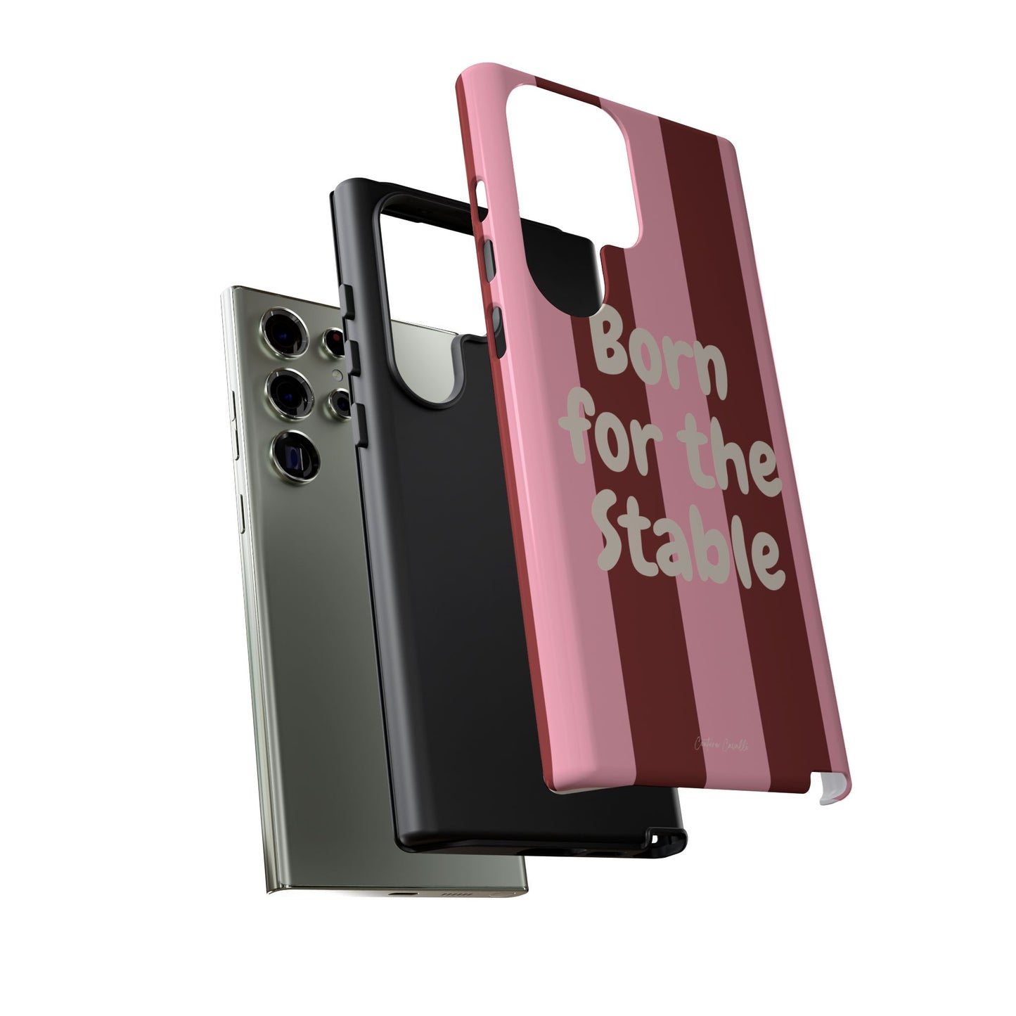 Phone Case — "Born for the Stable" Pink Striped Protective Tough Case