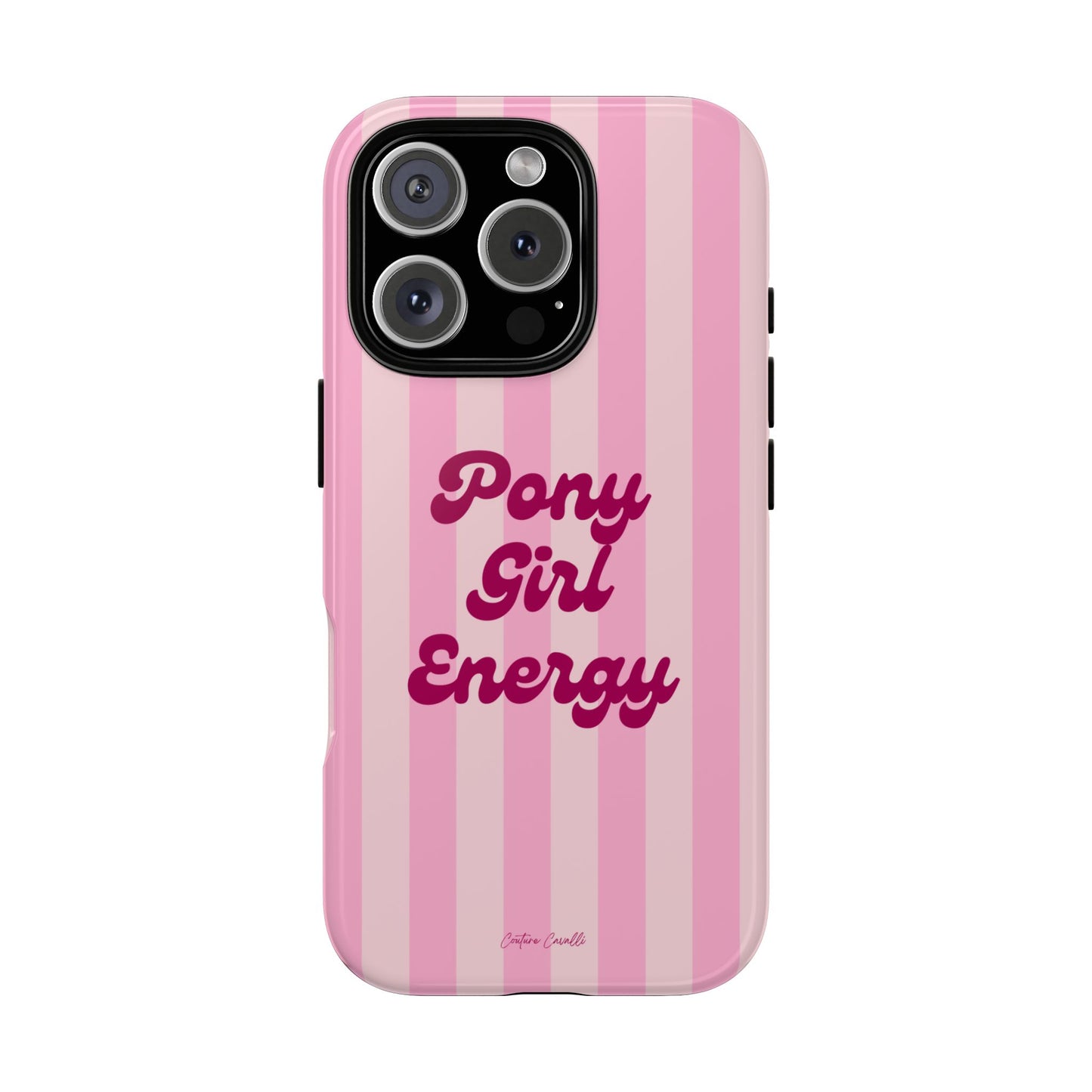 Pony Girl Energy Tough Phone Case — Pink Striped Protective Cover