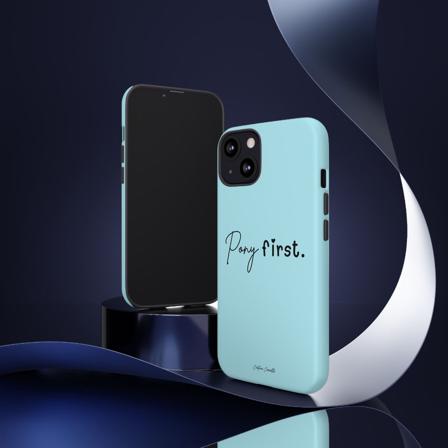 Pony First Phone Case - Protective Tough iPhone Cover with Minimalist Equestrian Script