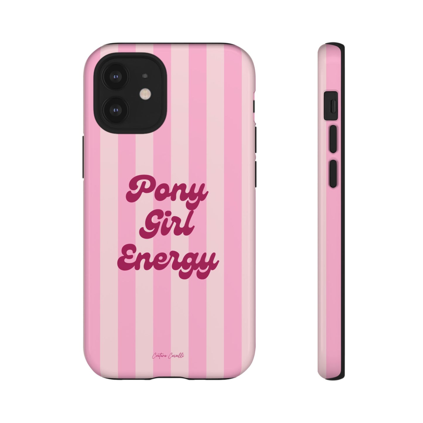Pony Girl Energy Tough Phone Case — Pink Striped Protective Cover