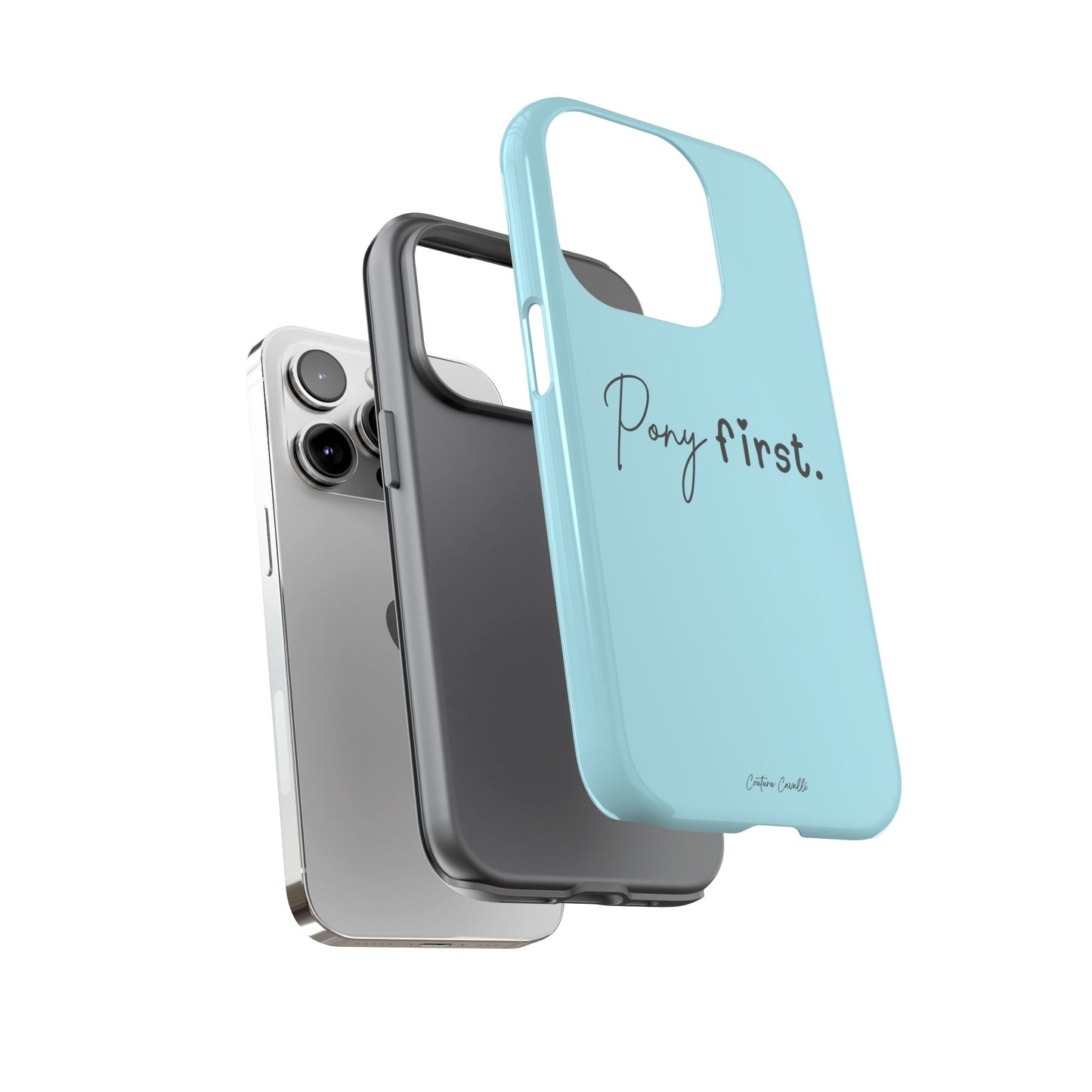 Pony First Phone Case - Protective Tough iPhone Cover with Minimalist Equestrian Script
