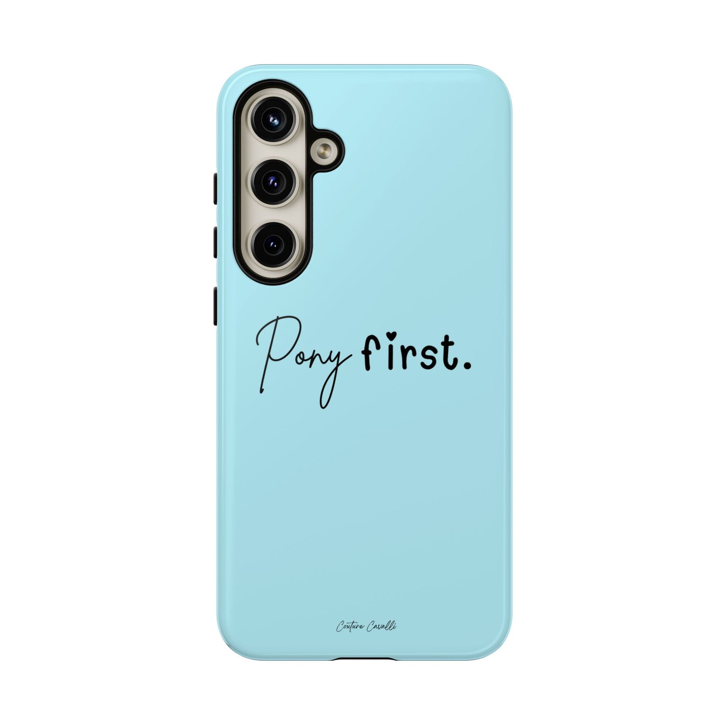 Pony First Phone Case - Protective Tough iPhone Cover with Minimalist Equestrian Script