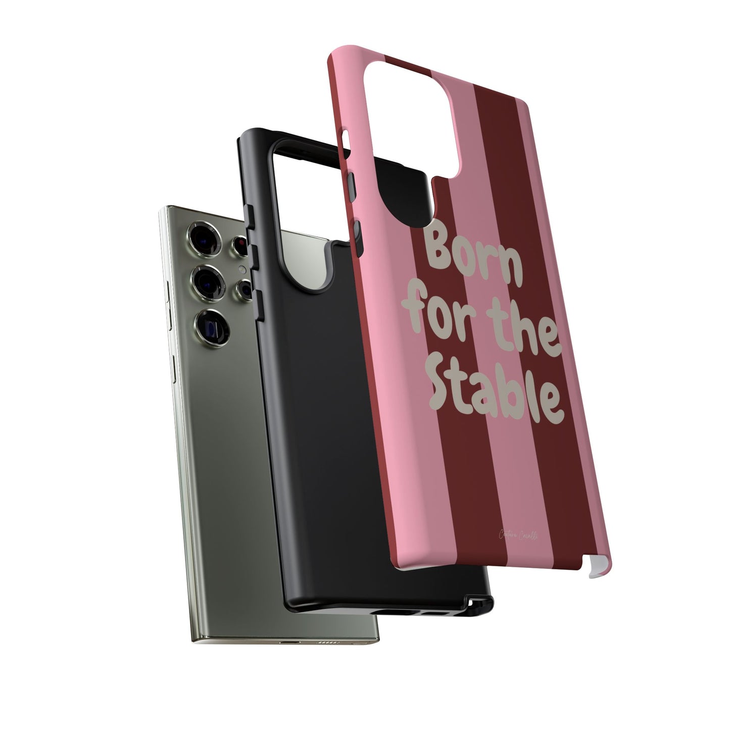 Phone Case — "Born for the Stable" Pink Striped Protective Tough Case