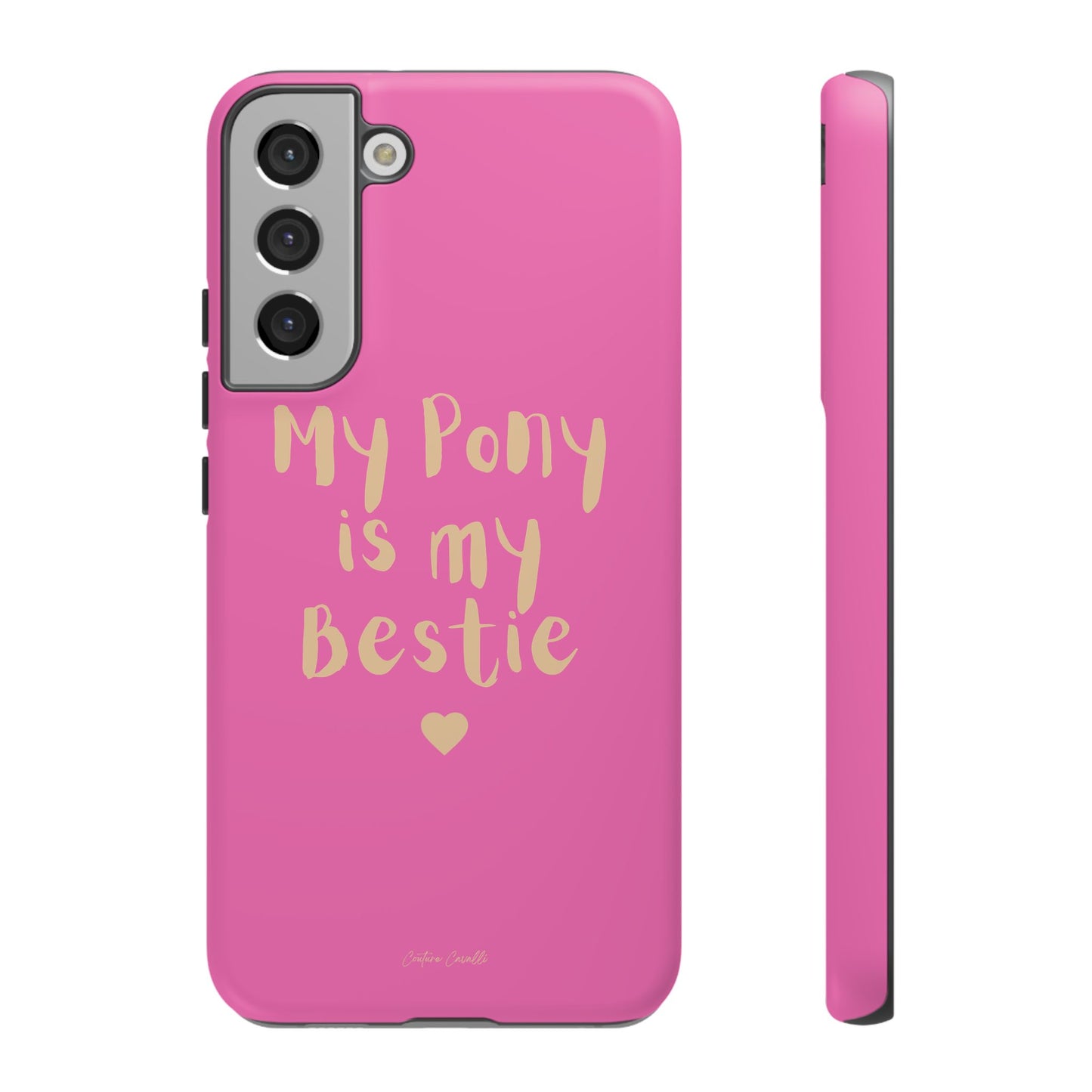 Pink 'My Pony Is My Bestie' Tough Phone Case I Handyhülle I Personalisiert mit Ponynamen