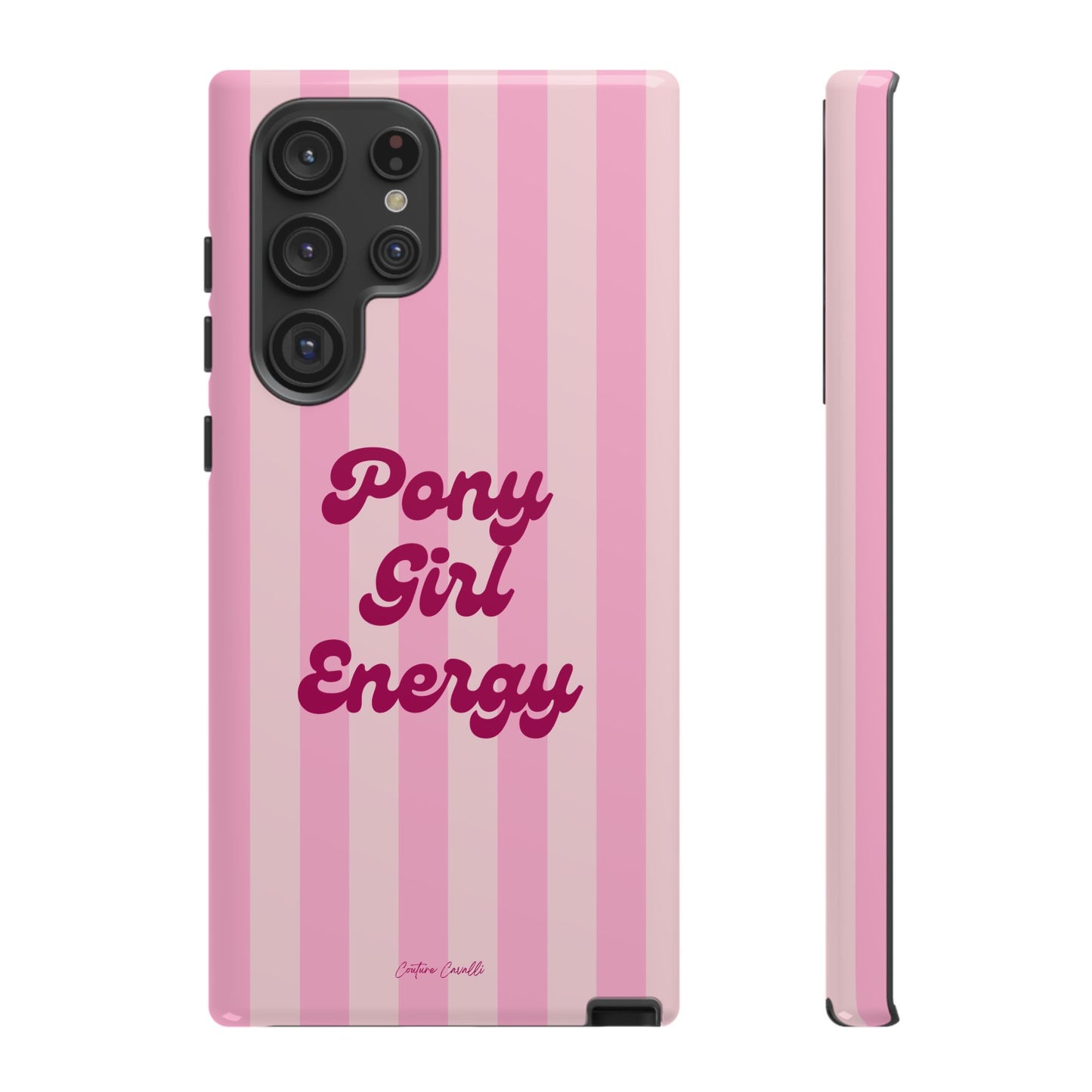 Pony Girl Energy Tough Phone Case — Pink Striped Protective Cover