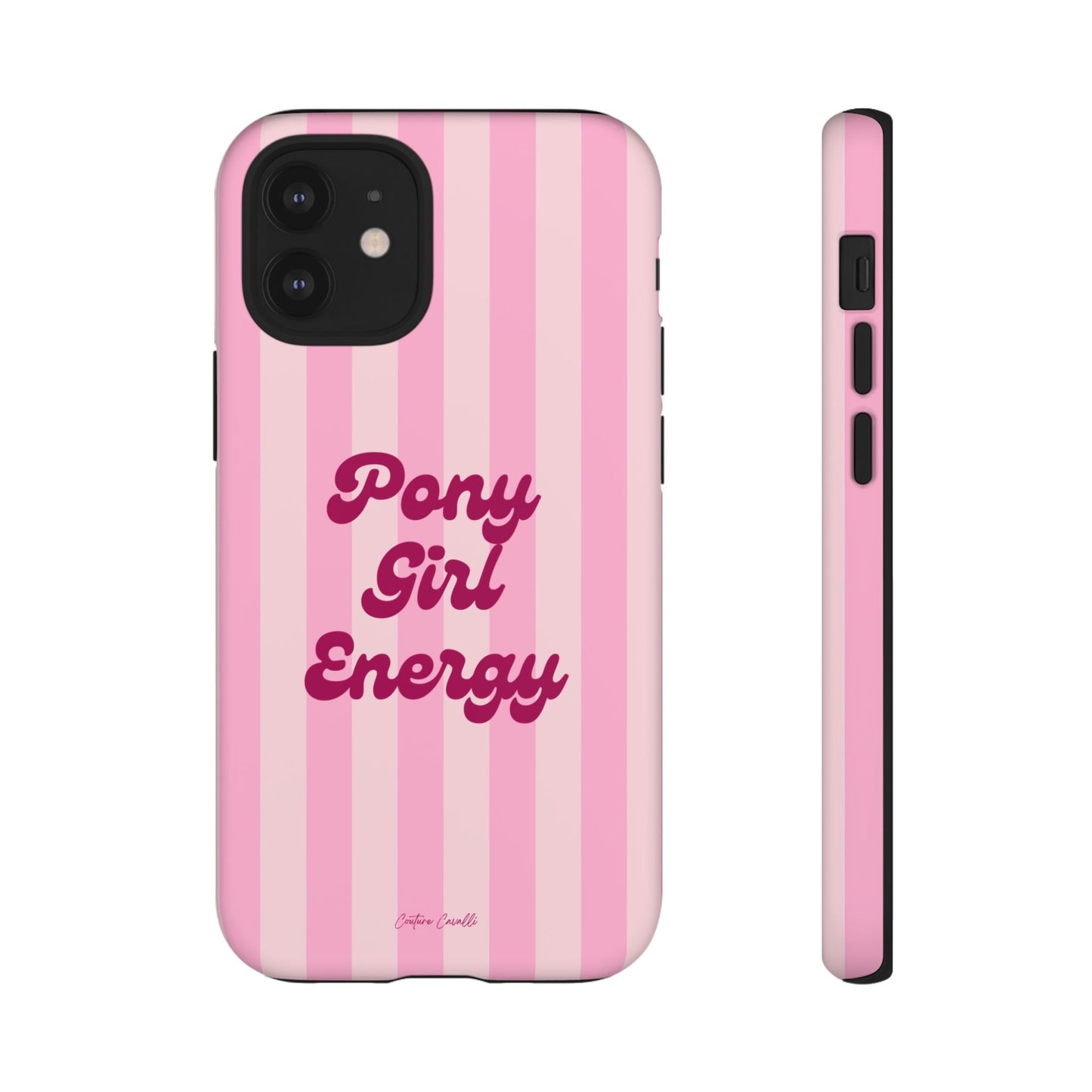 Pony Girl Energy Tough Phone Case — Pink Striped Protective Cover