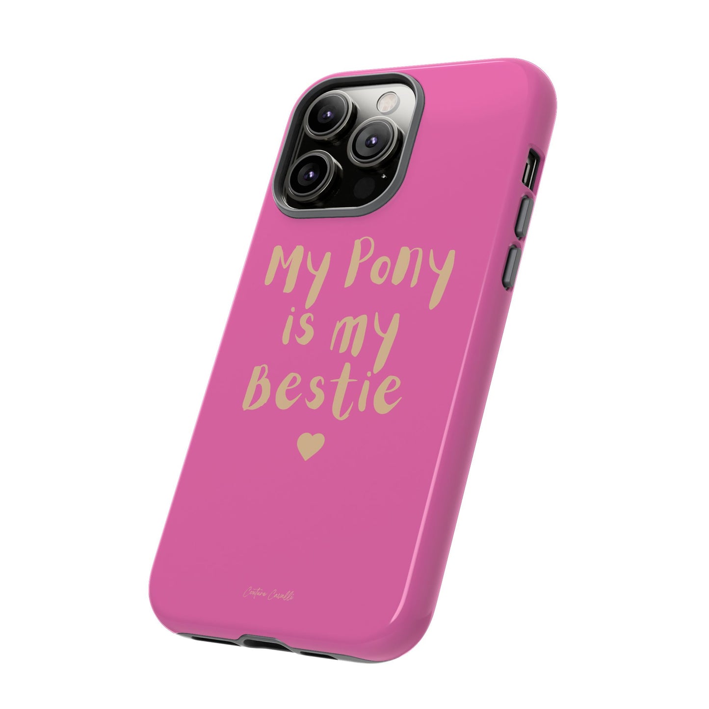 Pink 'My Pony Is My Bestie' Tough Phone Case I Handyhülle I Personalisiert mit Ponynamen