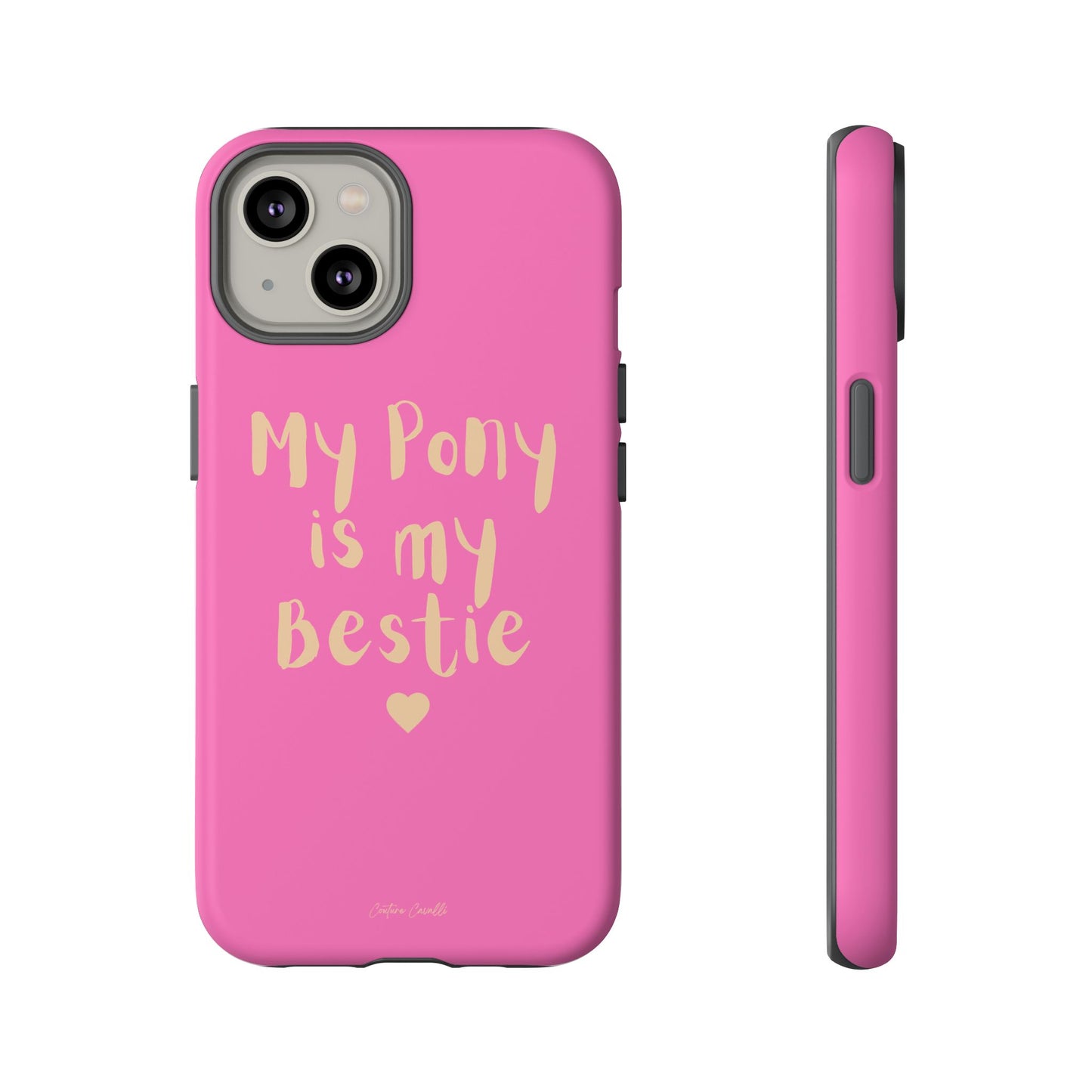 Pink 'My Pony Is My Bestie' Tough Phone Case I Handyhülle I Personalisiert mit Ponynamen