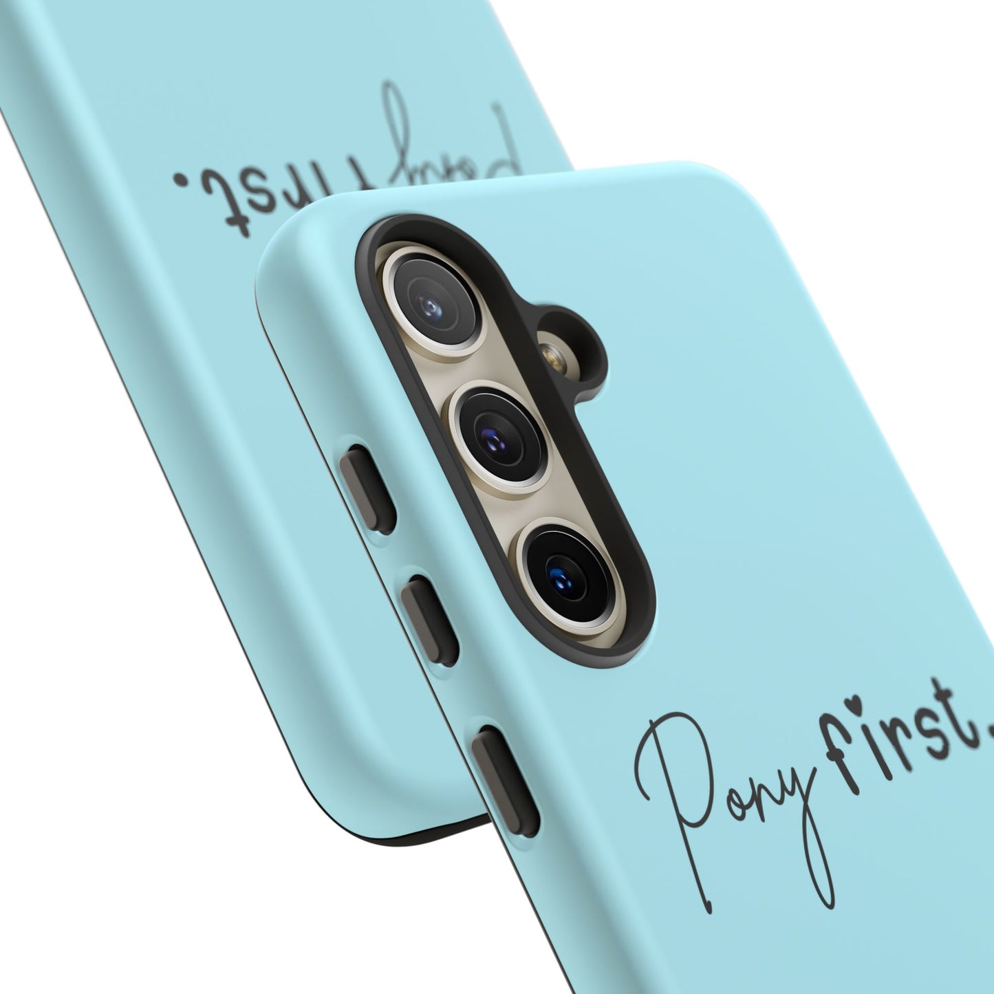 Pony First Phone Case - Protective Tough iPhone Cover with Minimalist Equestrian Script