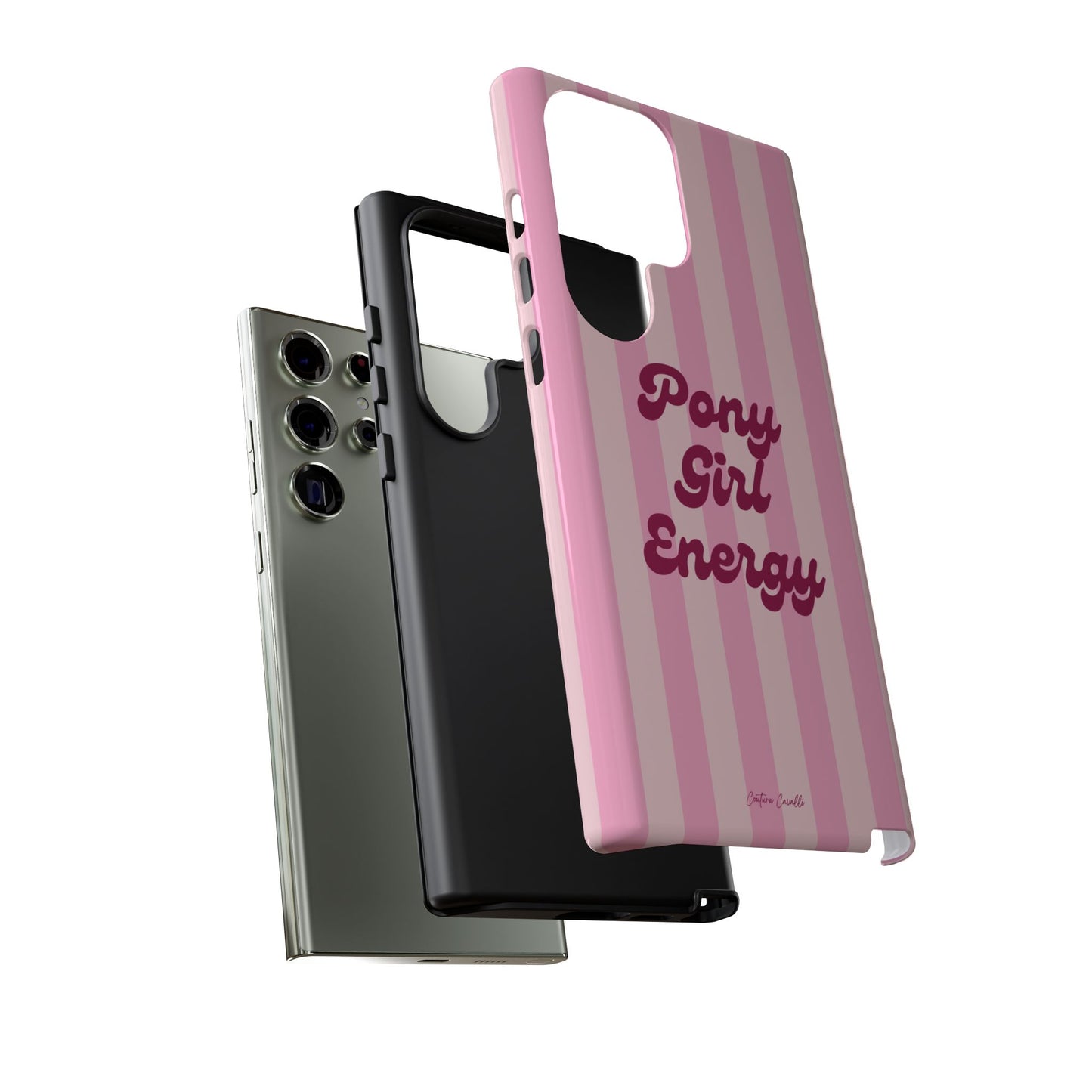 Pony Girl Energy Tough Phone Case — Pink Striped Protective Cover