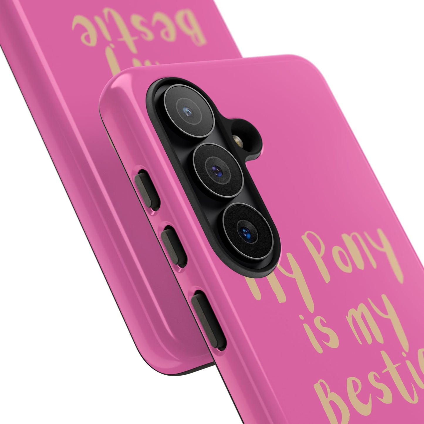 Pink 'My Pony Is My Bestie' Tough Phone Case I Handyhülle I Personalisiert mit Ponynamen
