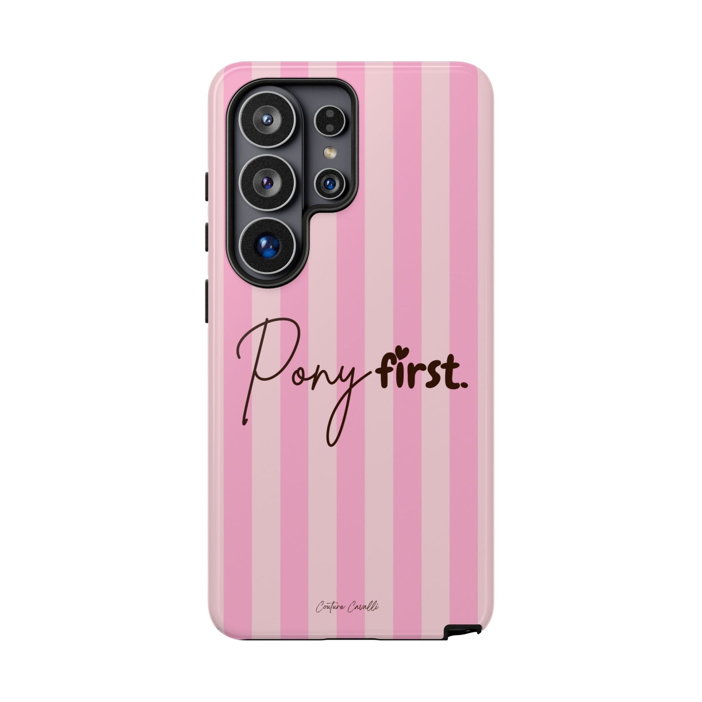 Pony First Phone Case — Pink Striped Tough Case for Horse Lovers