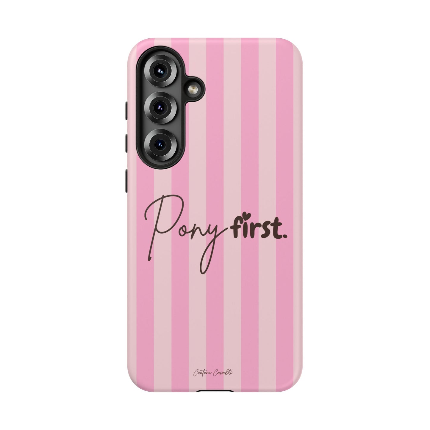 Pony First Phone Case — Pink Striped Tough Case for Horse Lovers