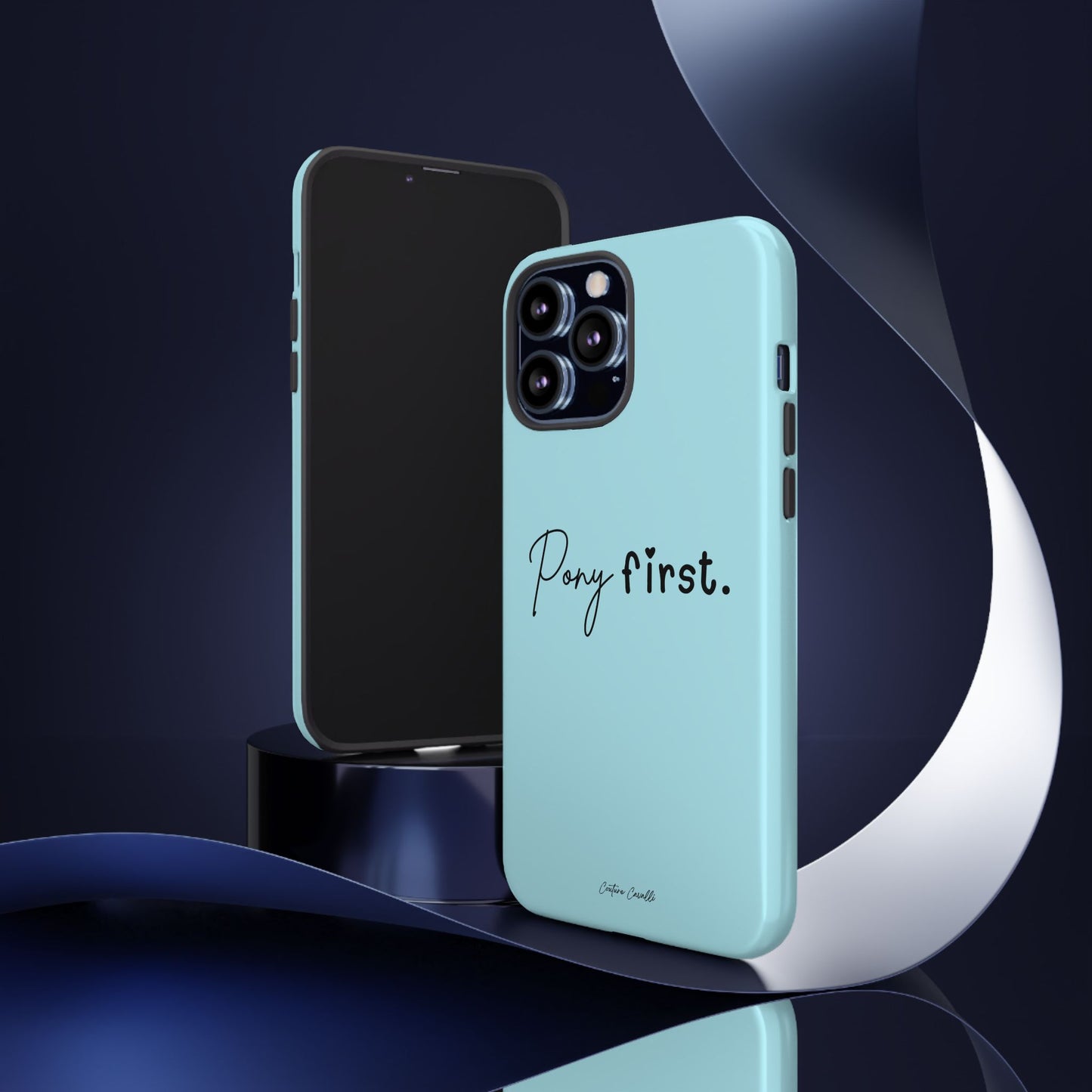 Pony First Phone Case - Protective Tough iPhone Cover with Minimalist Equestrian Script