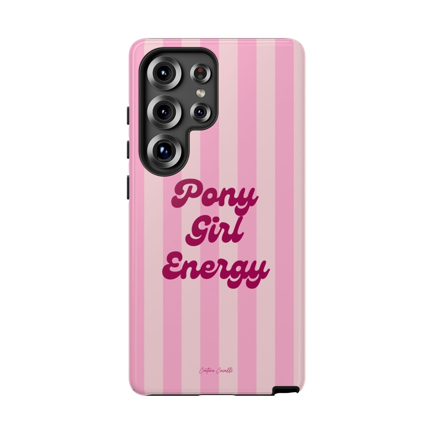 Pony Girl Energy Tough Phone Case — Pink Striped Protective Cover