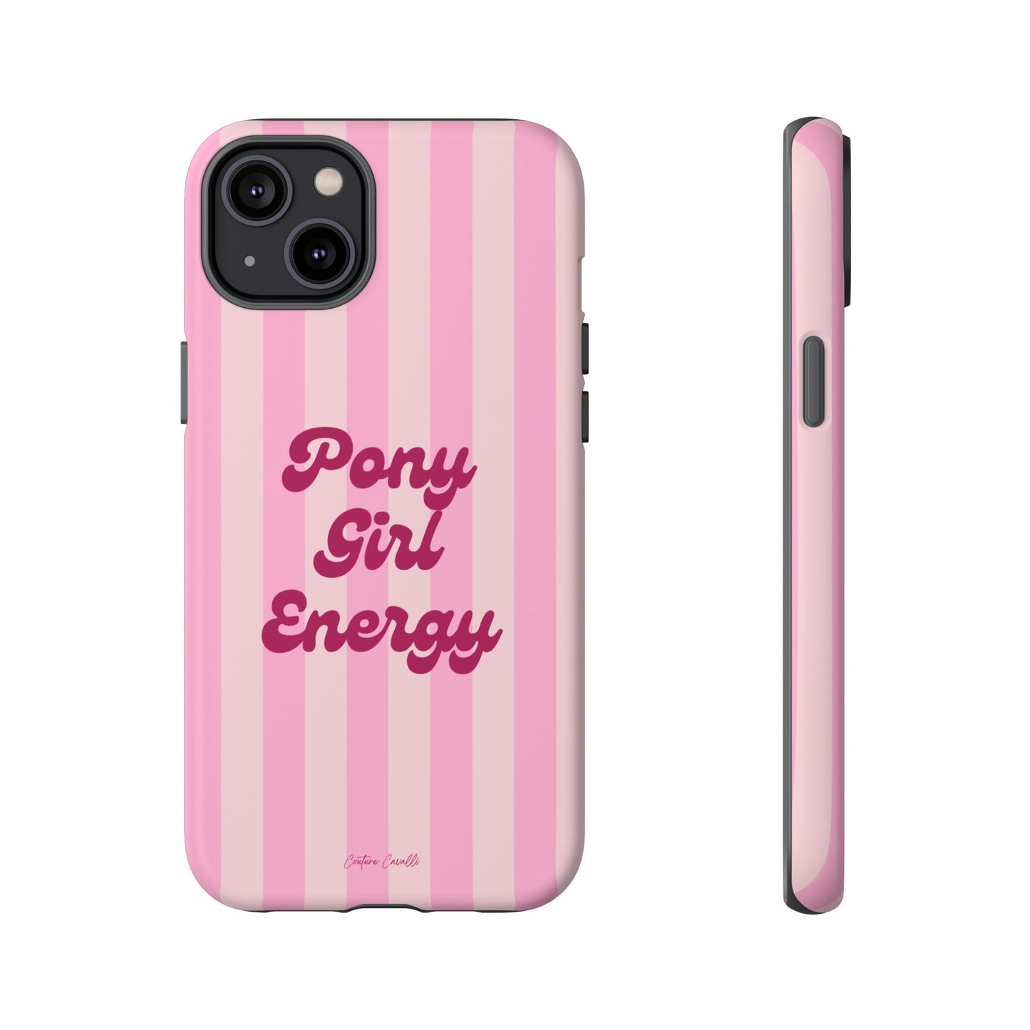 Pony Girl Energy Tough Phone Case — Pink Striped Protective Cover