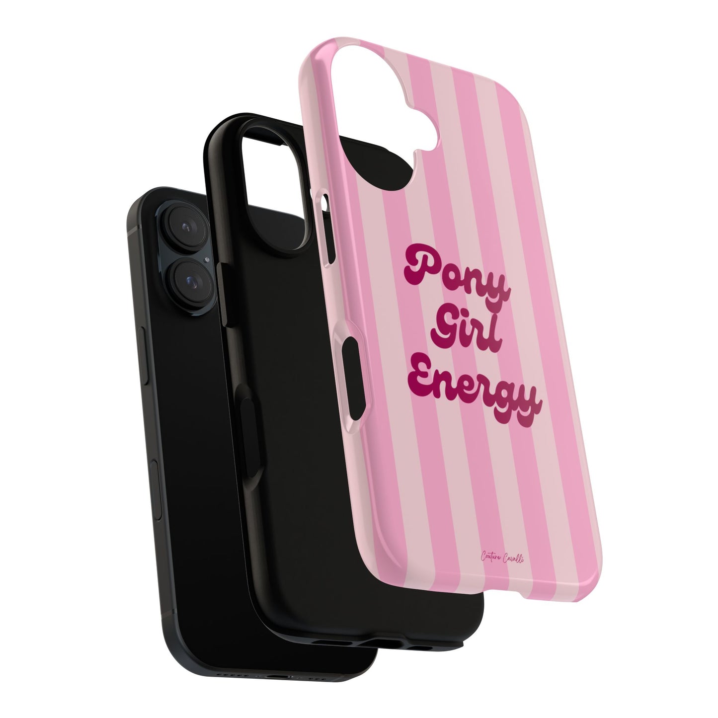 Pony Girl Energy Tough Phone Case — Pink Striped Protective Cover