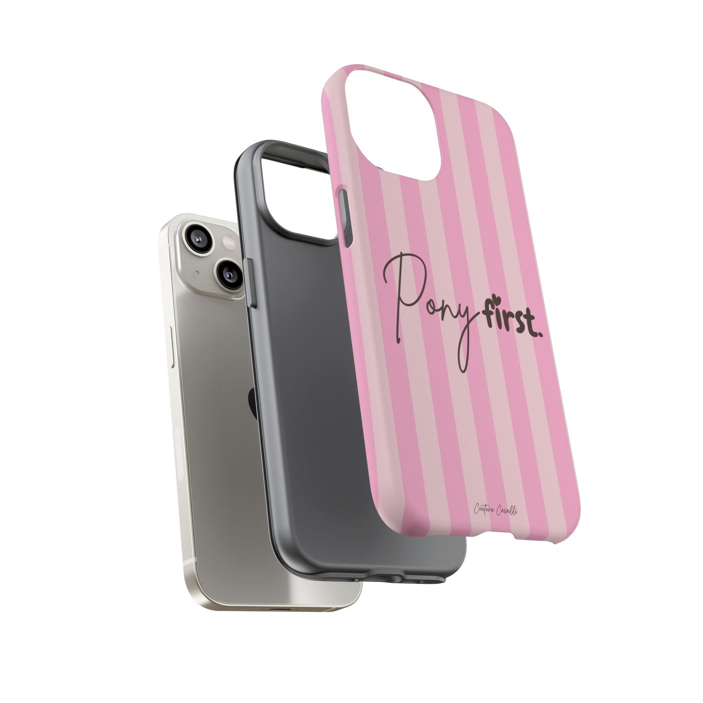 Pony First Phone Case — Pink Striped Tough Case for Horse Lovers