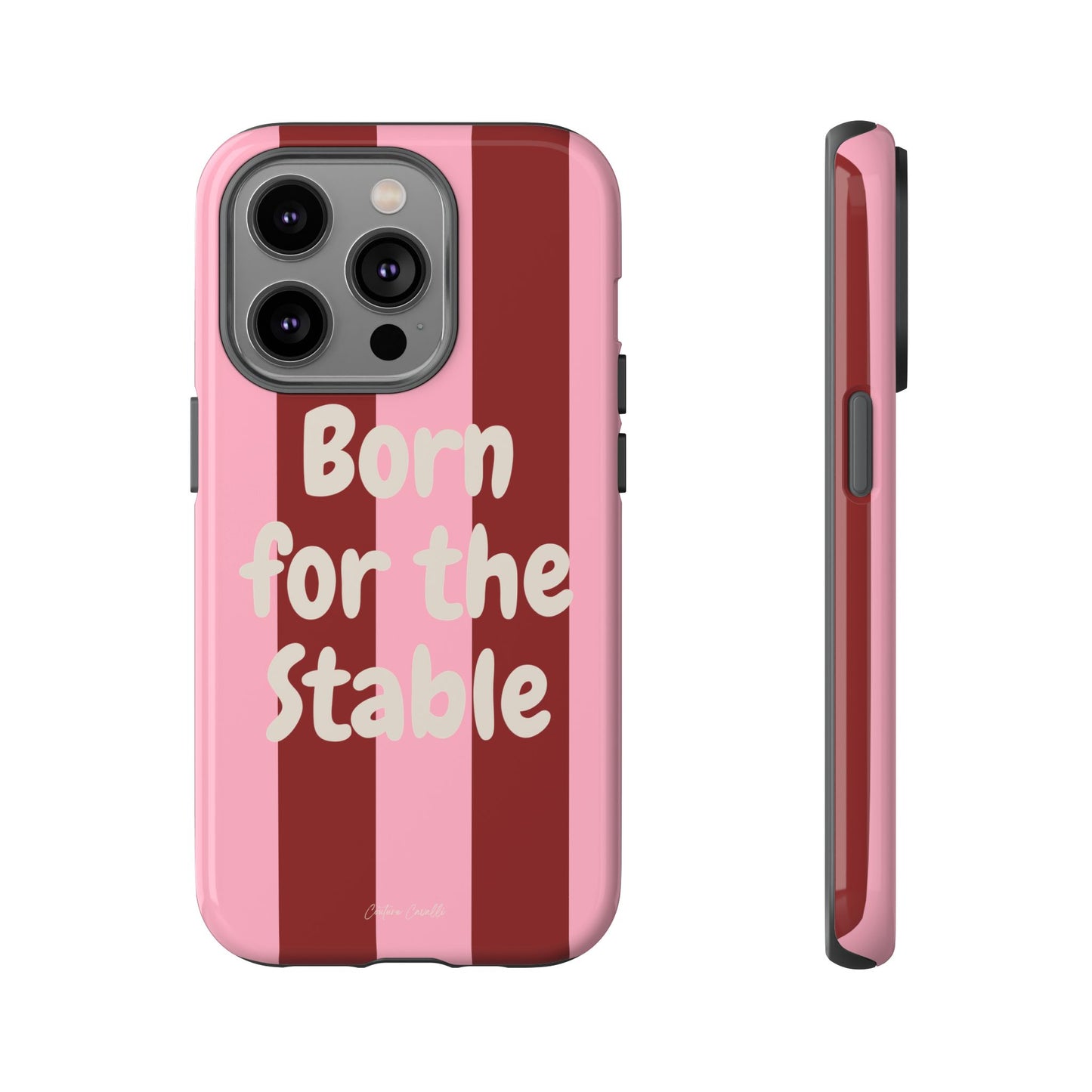 Phone Case — "Born for the Stable" Pink Striped Protective Tough Case