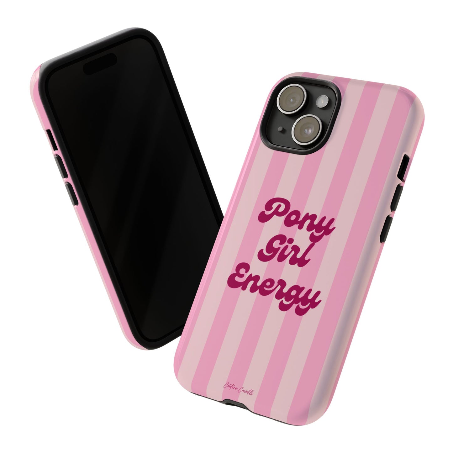 Pony Girl Energy Tough Phone Case — Pink Striped Protective Cover