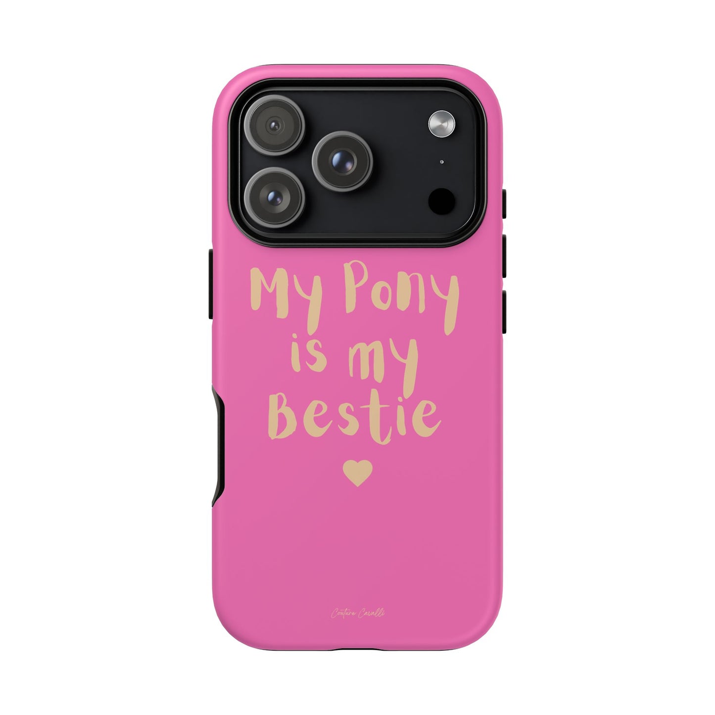 Pink 'My Pony Is My Bestie' Tough Phone Case I Handyhülle I Personalisiert mit Ponynamen