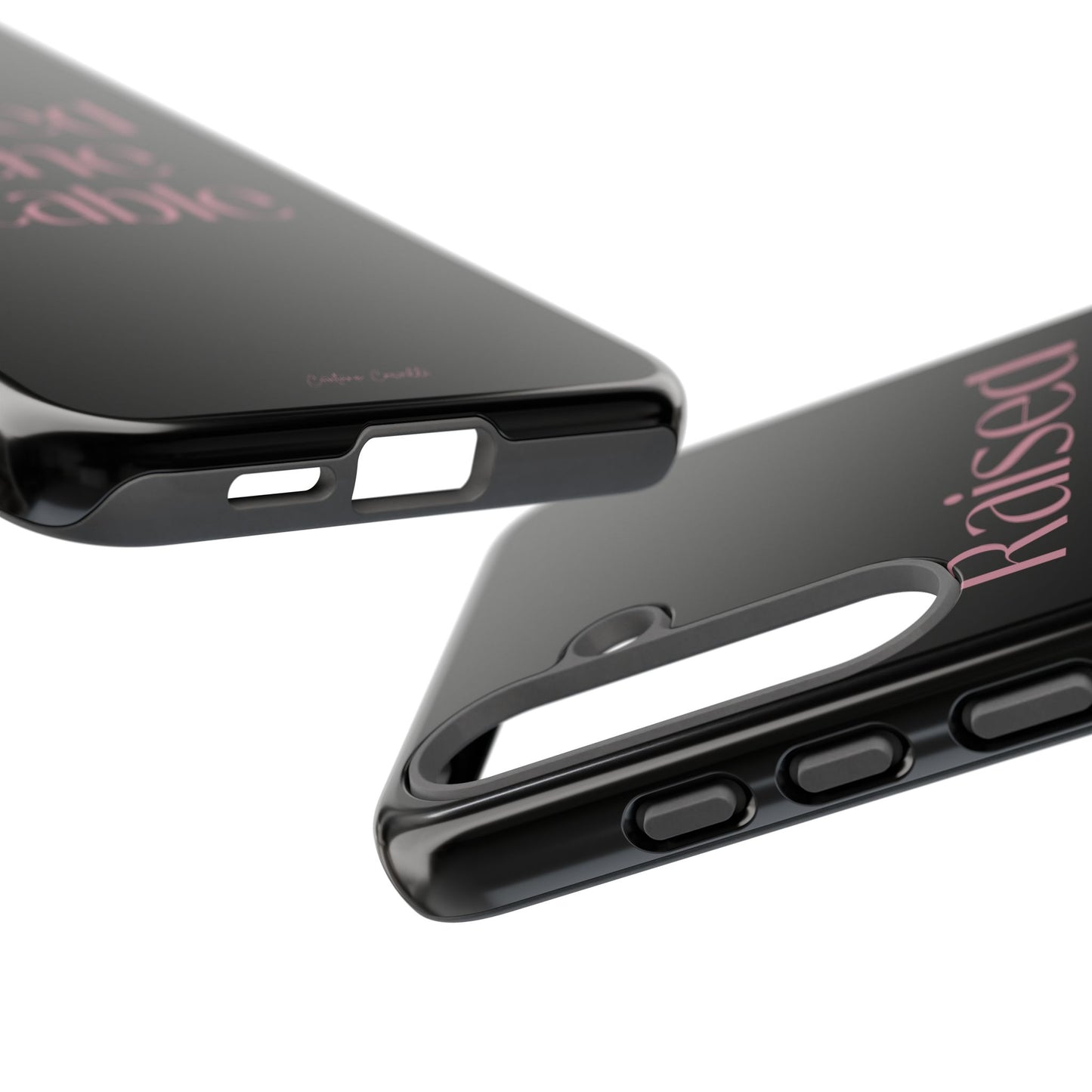 Raised in the Stable Phone Case — Black Protective Tough Case with Pink Script