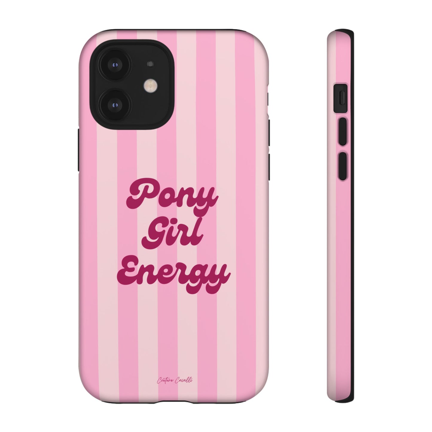 Pony Girl Energy Tough Phone Case — Pink Striped Protective Cover