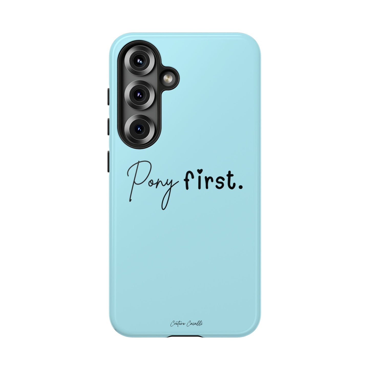 Pony First Phone Case - Protective Tough iPhone Cover with Minimalist Equestrian Script