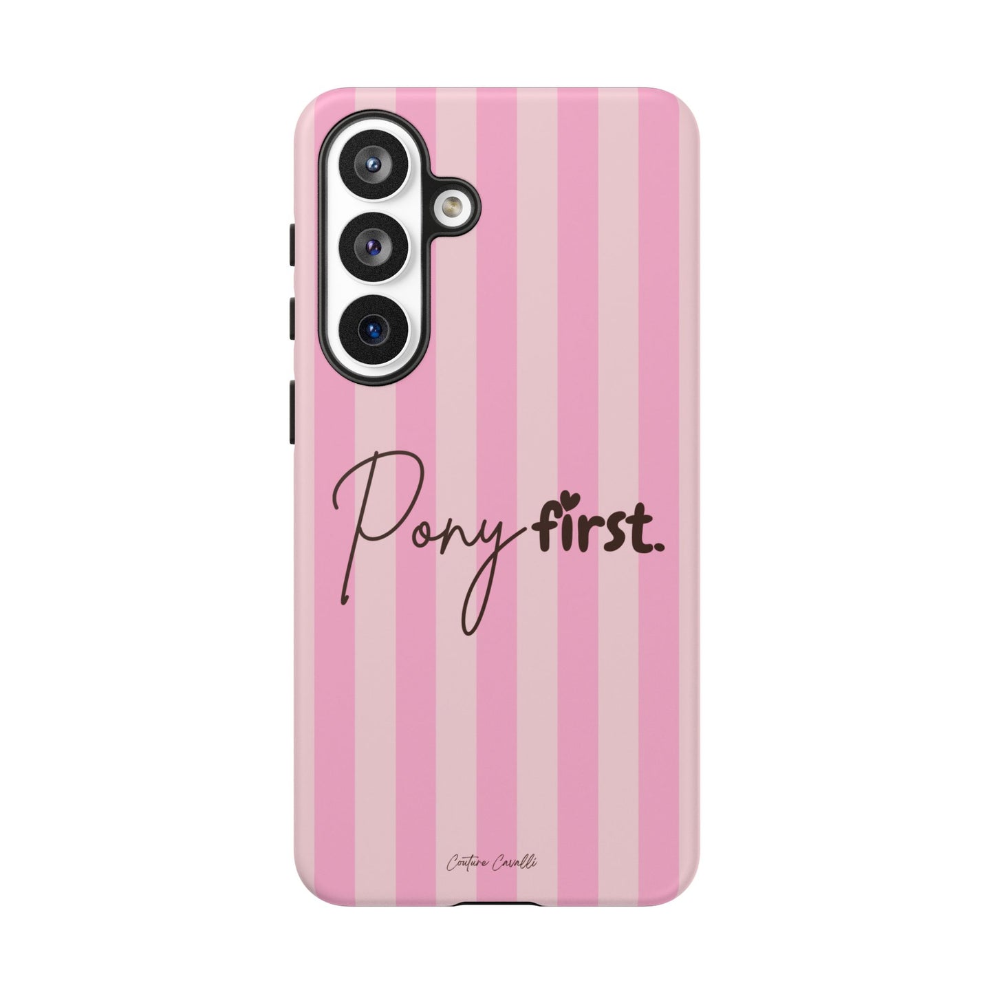Pony First Phone Case — Pink Striped Tough Case for Horse Lovers
