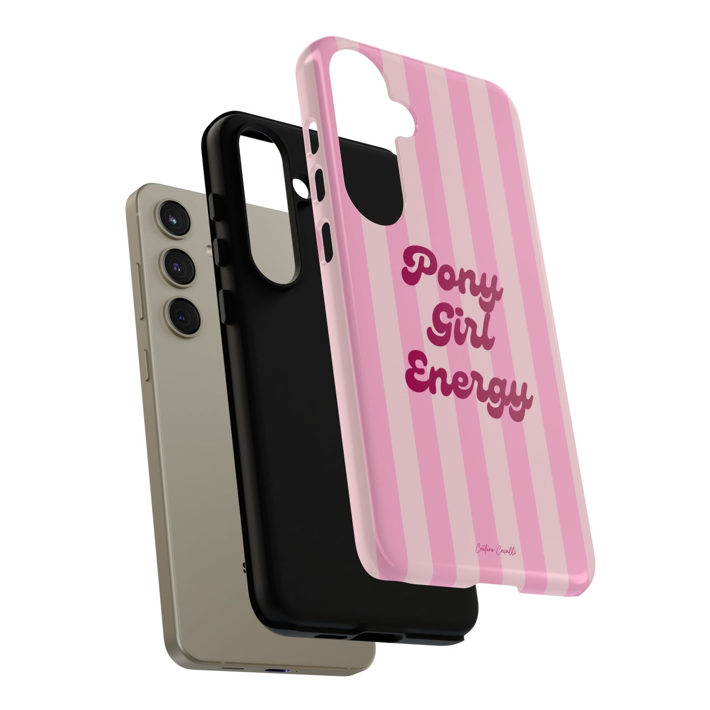 Pony Girl Energy Tough Phone Case — Pink Striped Protective Cover