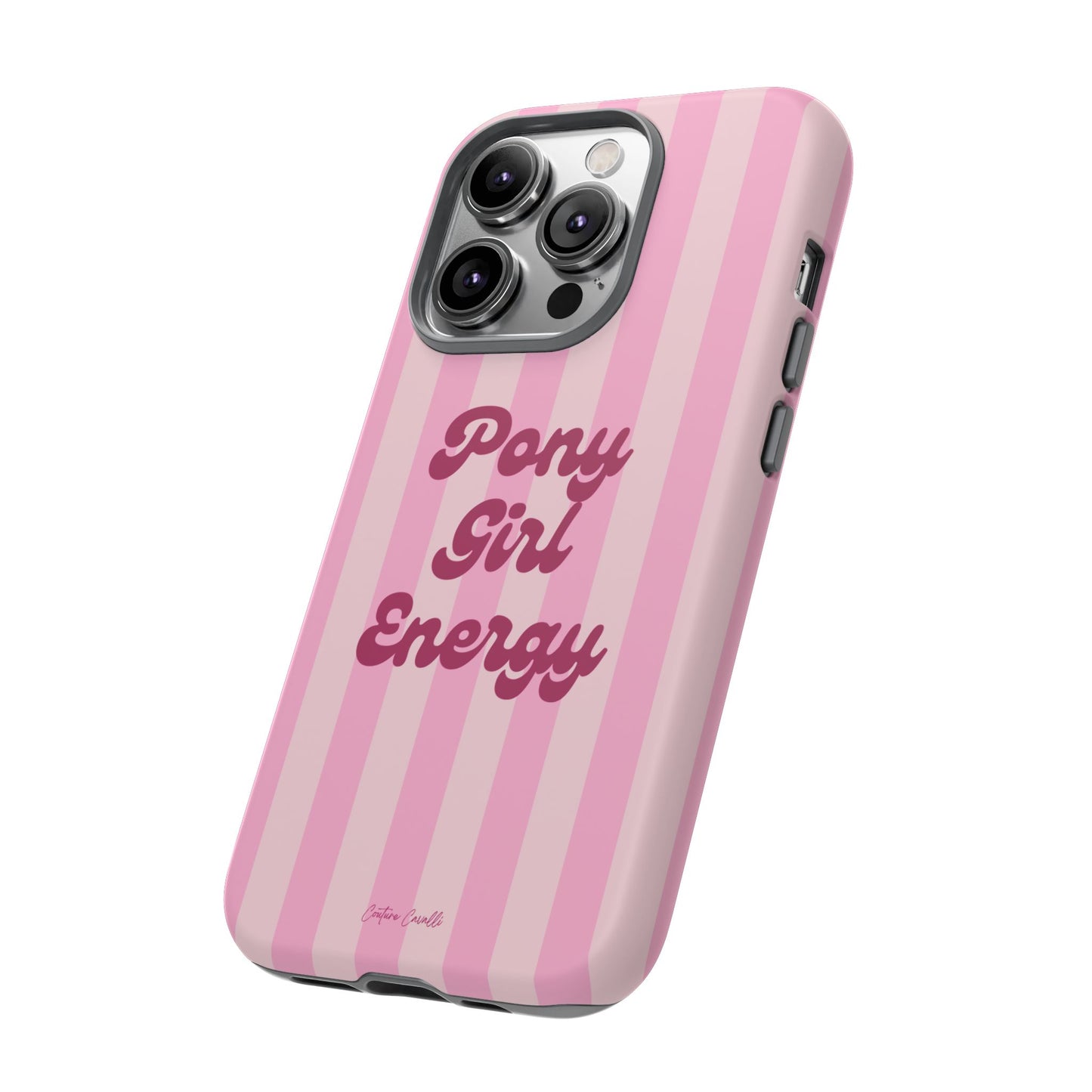 Pony Girl Energy Tough Phone Case — Pink Striped Protective Cover