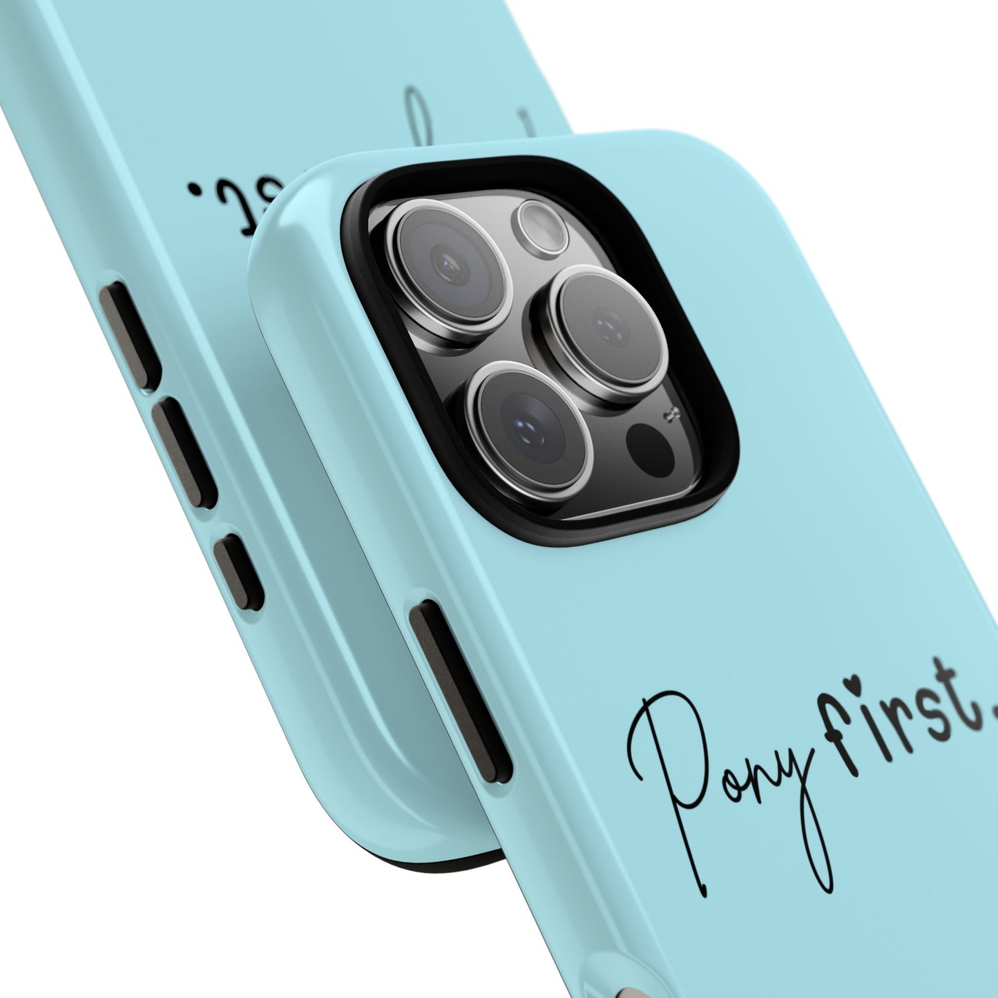 Pony First Phone Case - Protective Tough iPhone Cover with Minimalist Equestrian Script
