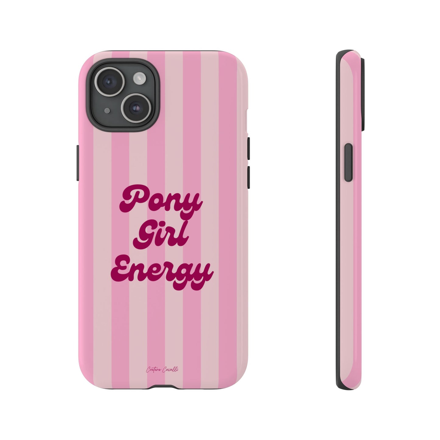 Pony Girl Energy Tough Phone Case — Pink Striped Protective Cover