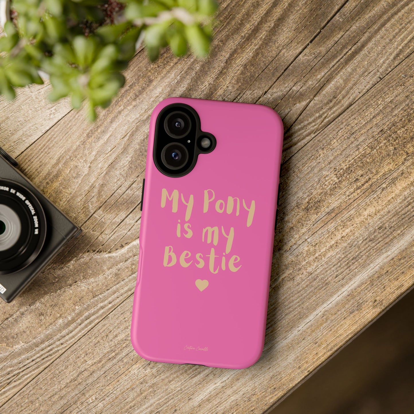 Pink 'My Pony Is My Bestie' Tough Phone Case I Handyhülle I Personalisiert mit Ponynamen