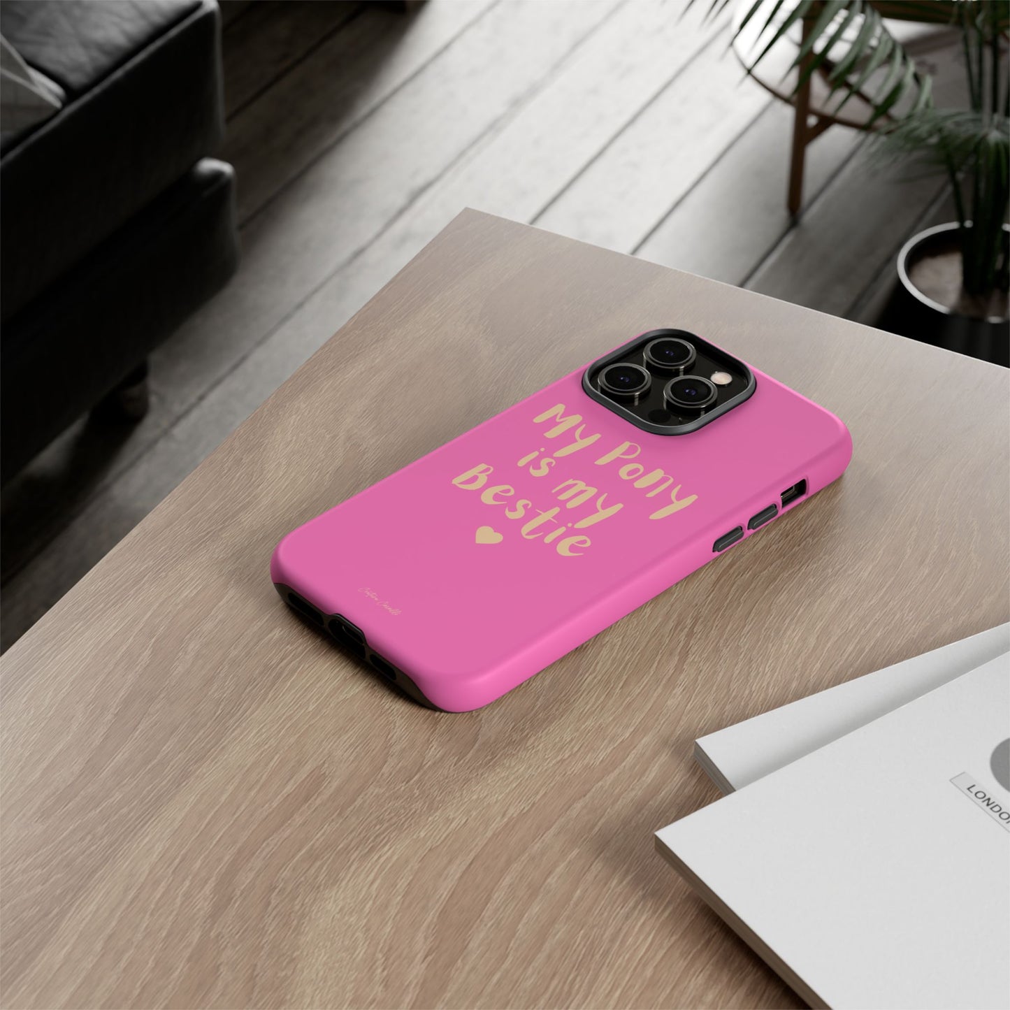 Pink 'My Pony Is My Bestie' Tough Phone Case I Handyhülle I Personalisiert mit Ponynamen