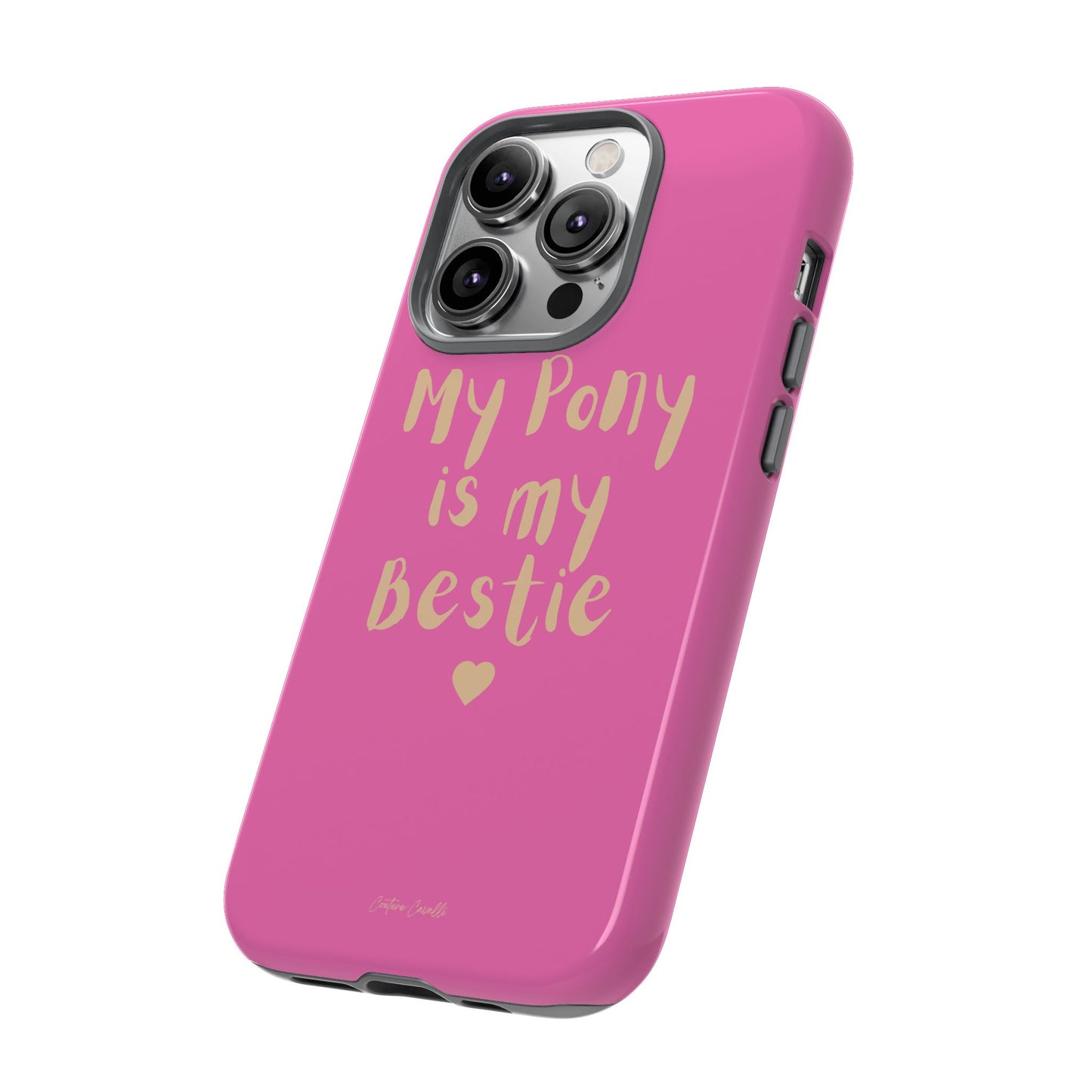 Pink 'My Pony Is My Bestie' Tough Phone Case I Handyhülle I Personalisiert mit Ponynamen
