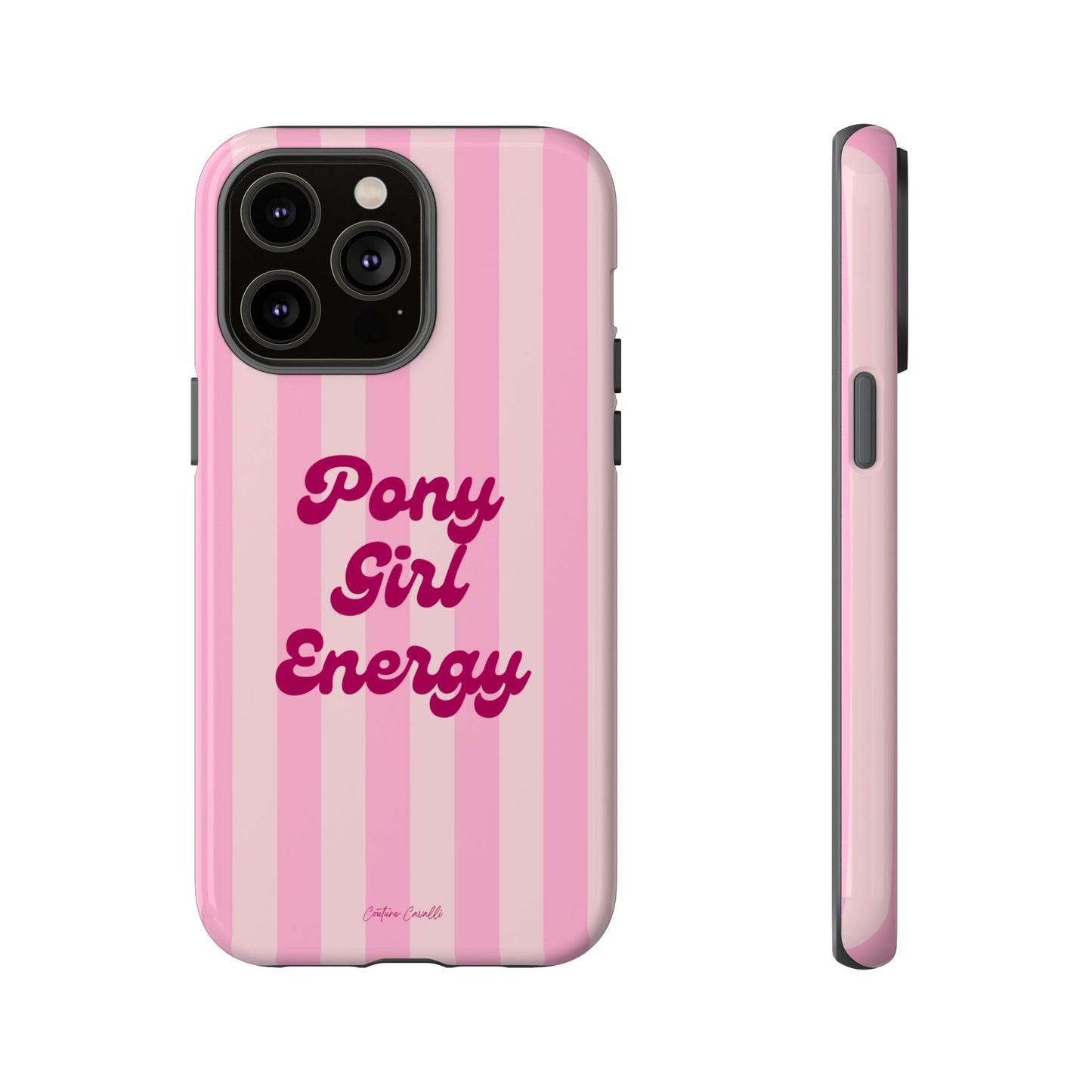 Pony Girl Energy Tough Phone Case — Pink Striped Protective Cover