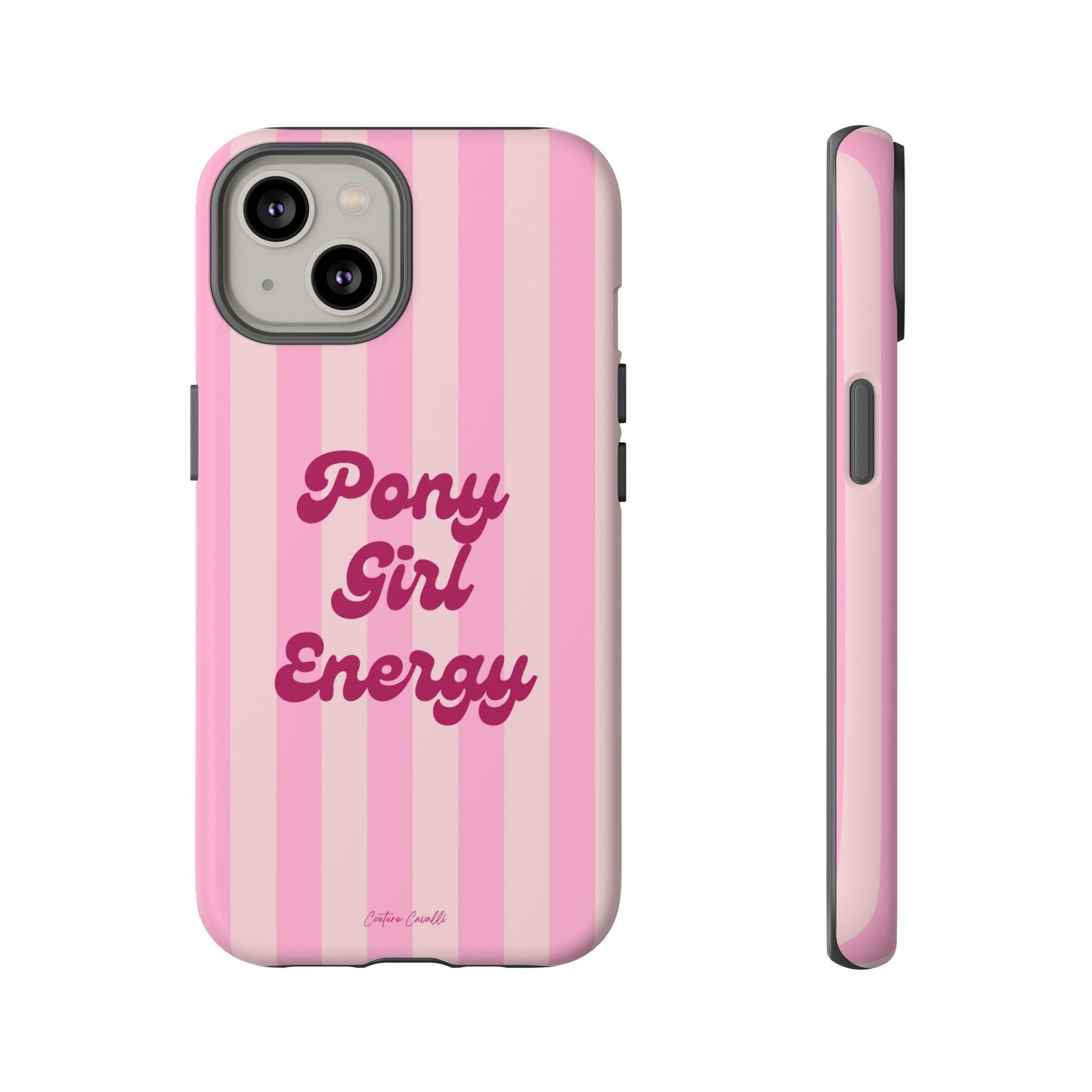 Pony Girl Energy Tough Phone Case — Pink Striped Protective Cover