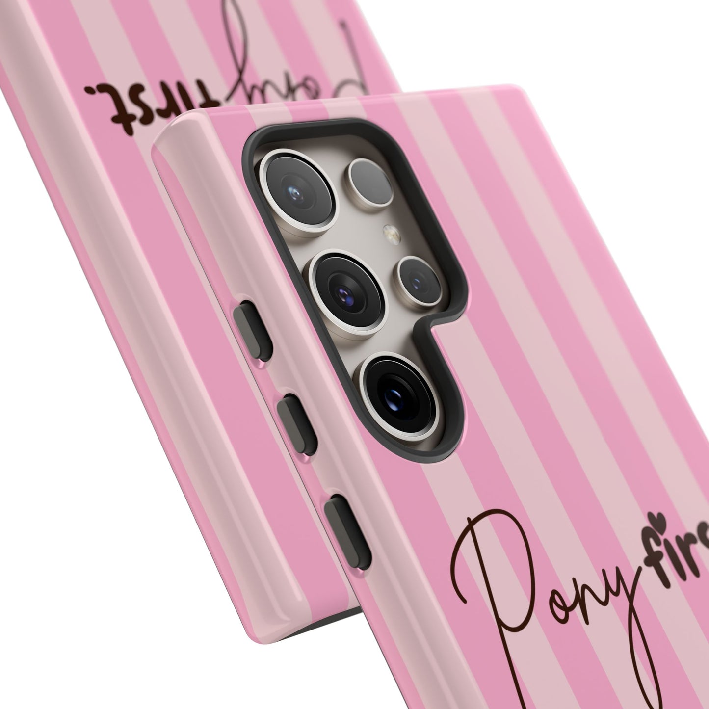 Pony First Phone Case — Pink Striped Tough Case for Horse Lovers