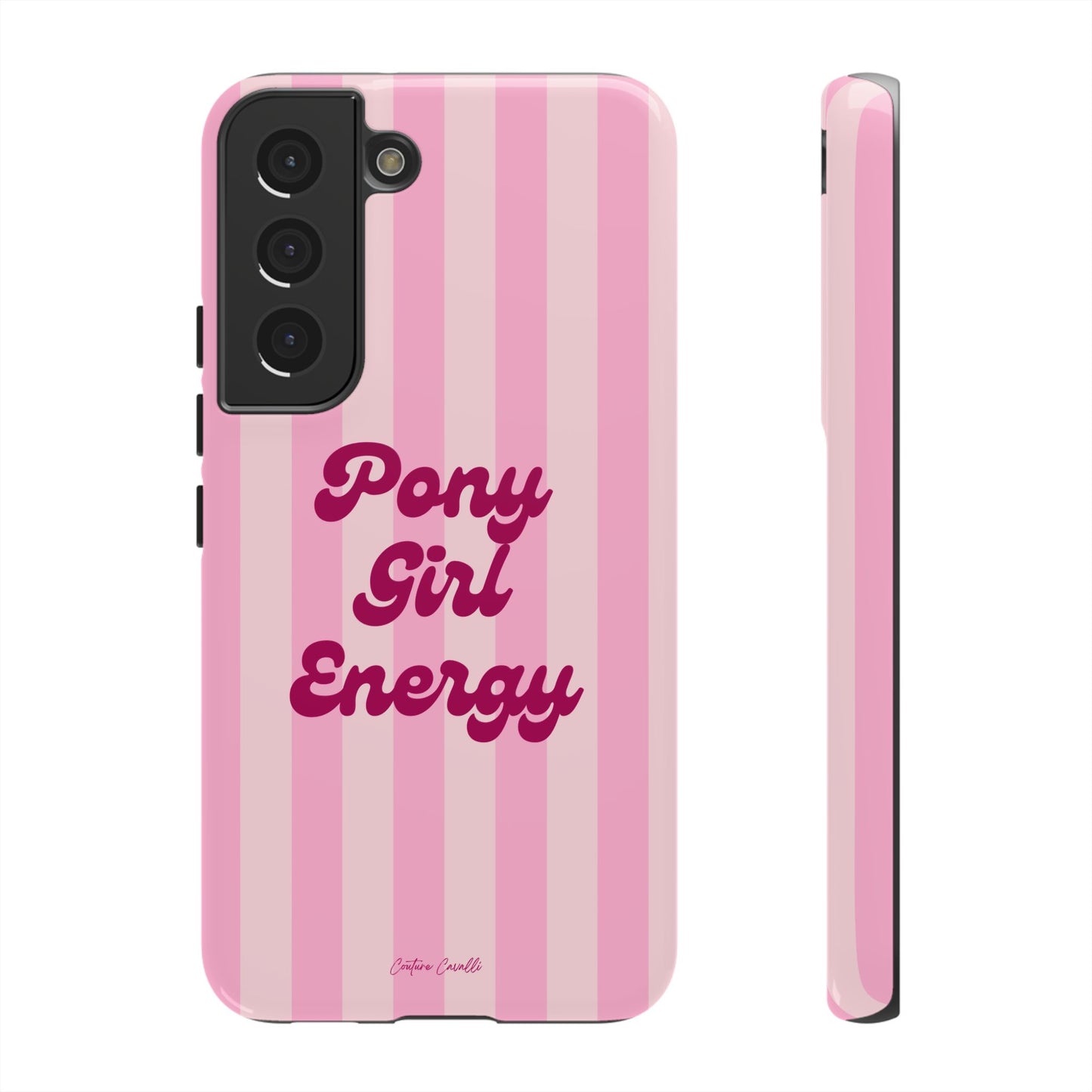 Pony Girl Energy Tough Phone Case — Pink Striped Protective Cover