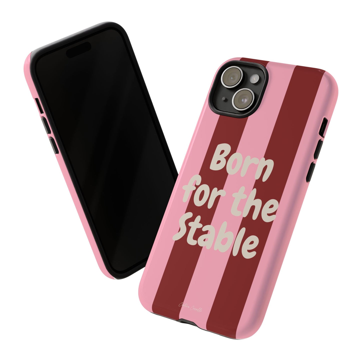 Phone Case — "Born for the Stable" Pink Striped Protective Tough Case