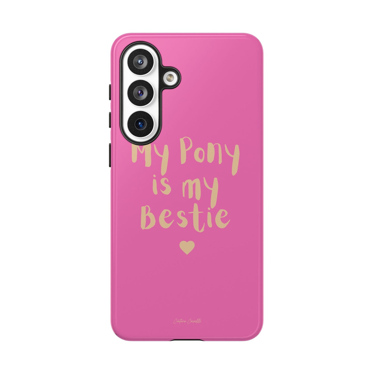 Pink 'My Pony Is My Bestie' Tough Phone Case I Handyhülle I Personalisiert mit Ponynamen